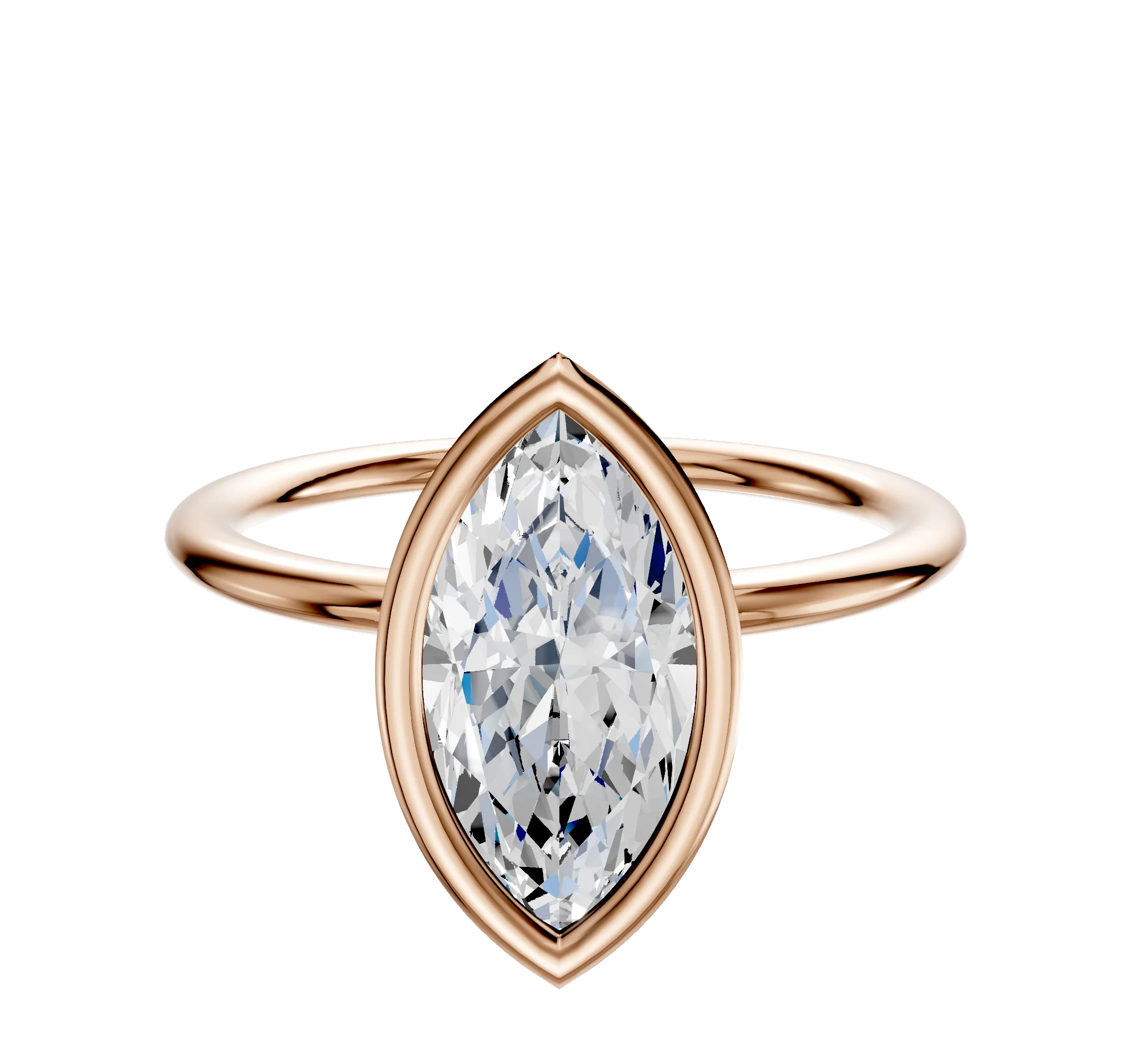 18K Rose Gold Bezel Full Bezel North/South Classic Dome 1.5mm Engagement Ring