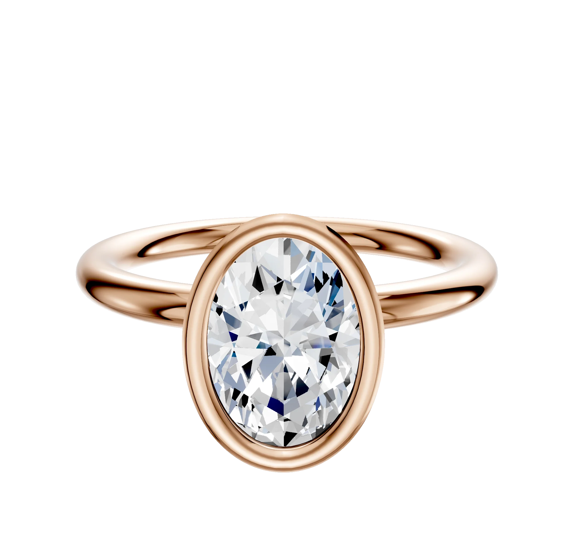 18K Rose Gold Bezel Full Bezel North/South Classic Dome 2.0mm Engagement Ring