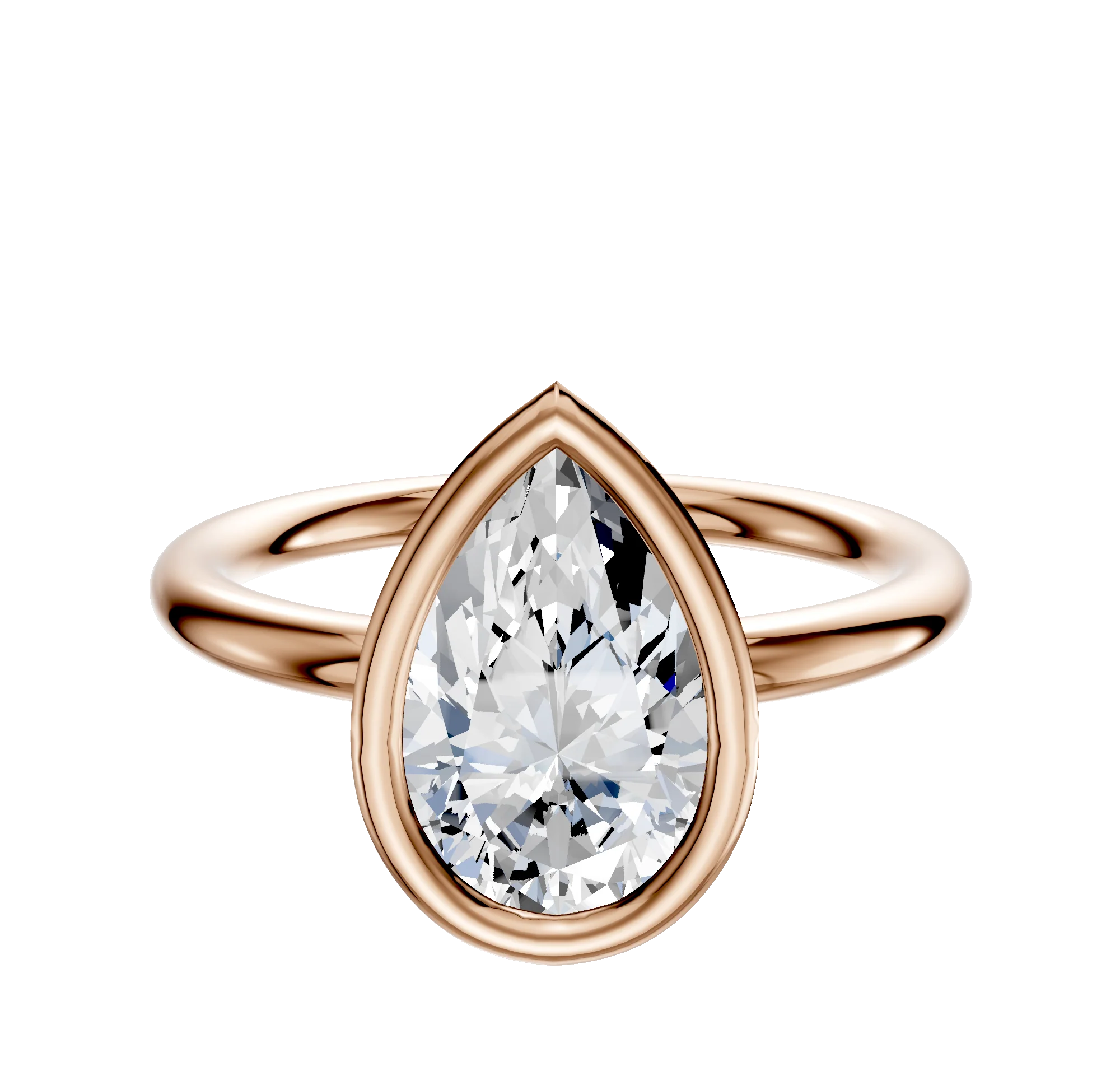 18K Rose Gold Bezel Full Bezel North/South Classic Dome 2.0mm Engagement Ring