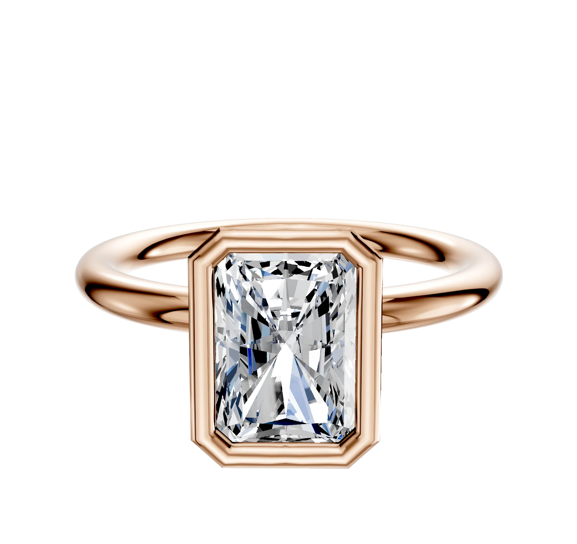 18K Rose Gold Bezel Full Bezel North/South Classic Dome 2.0mm Engagement Ring