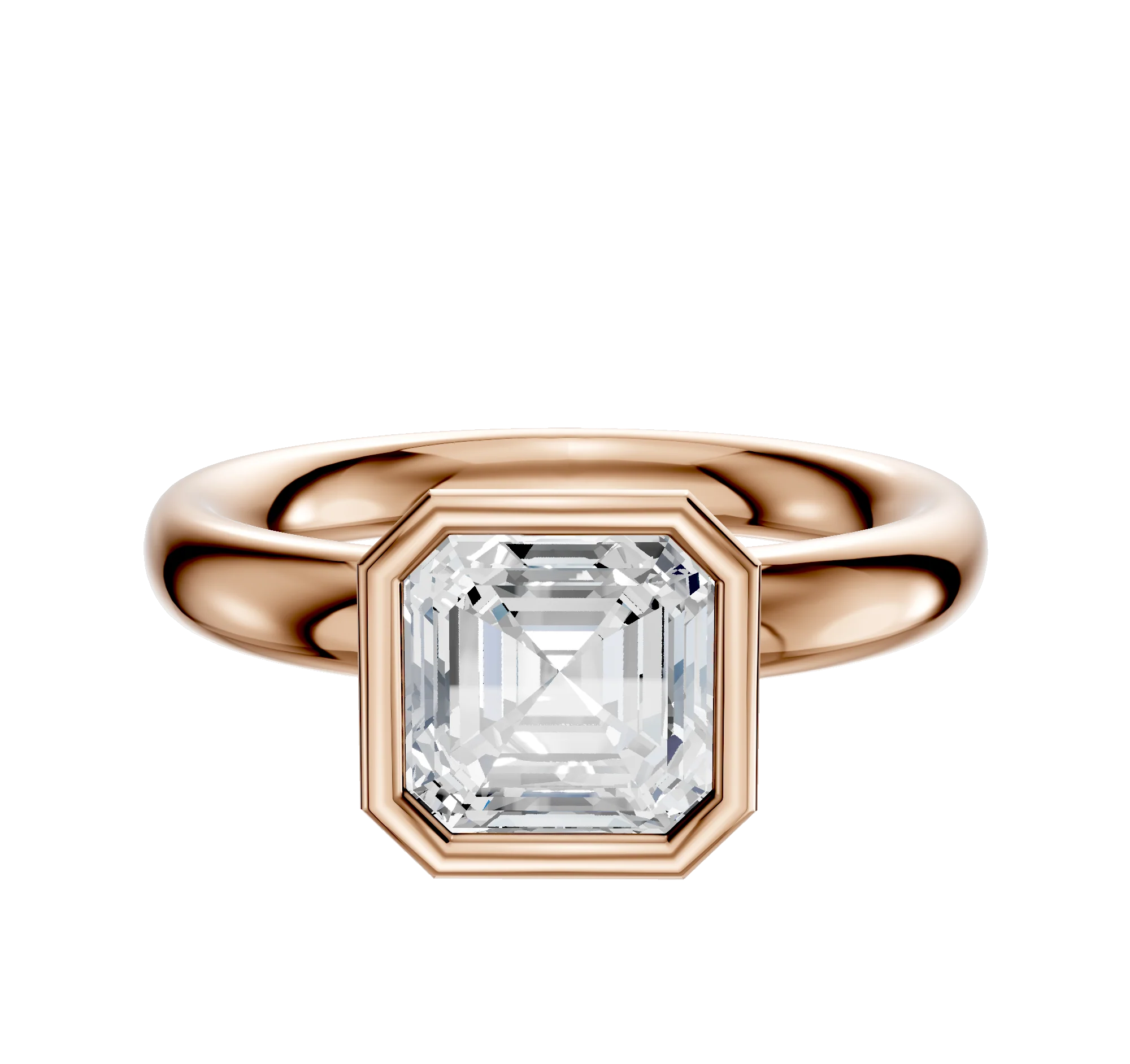 18K Rose Gold Bezel Full Bezel North/South Classic Dome 3.0mm Engagement Ring