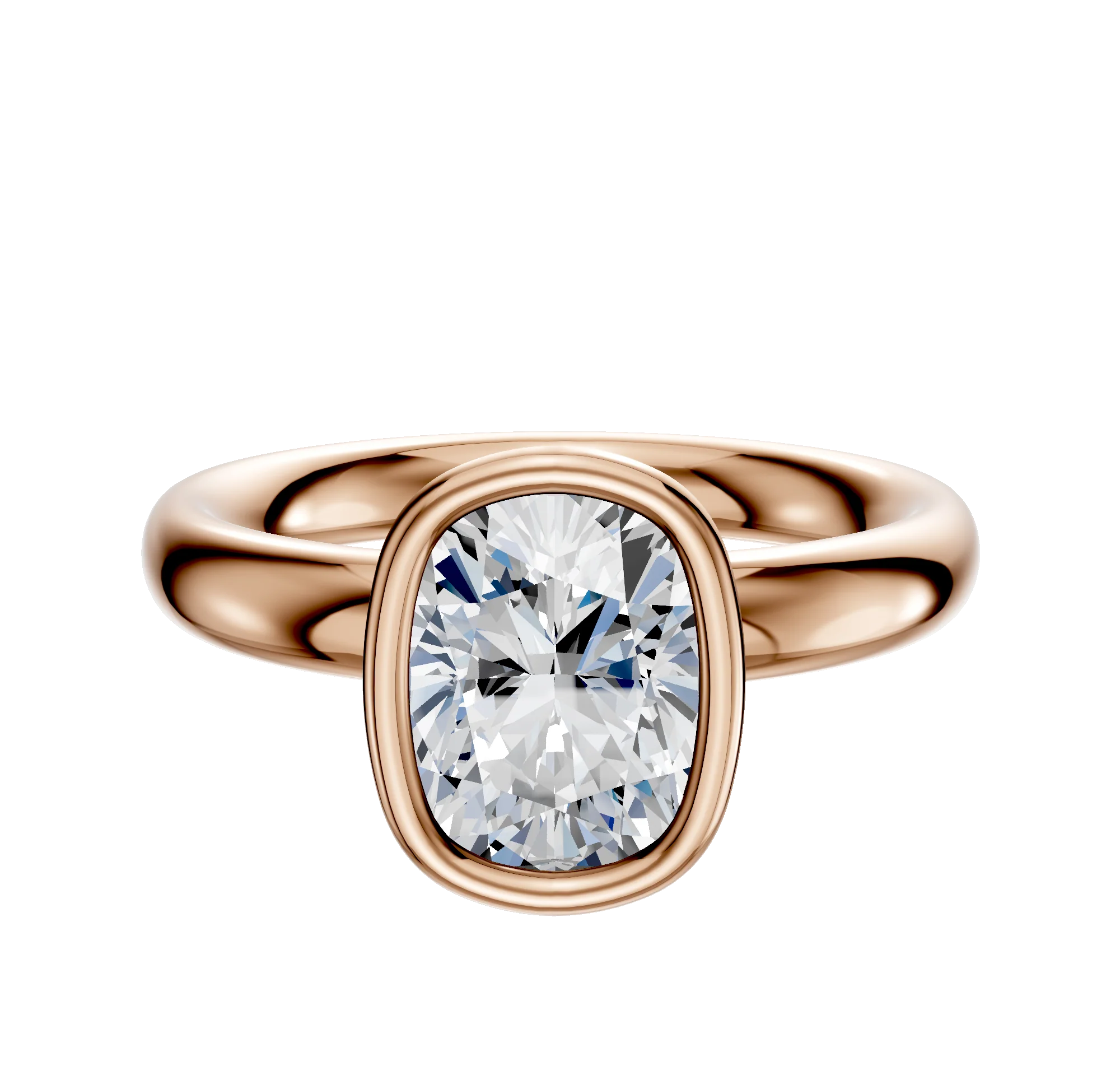 18K Rose Gold Bezel Full Bezel North/South Classic Dome 3.0mm Engagement Ring