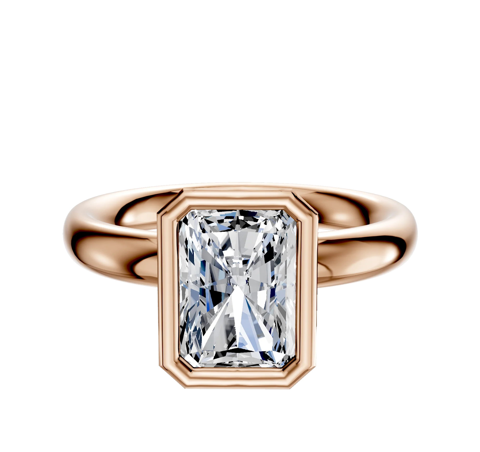 18K Rose Gold Bezel Full Bezel North/South Classic Dome 3.0mm Engagement Ring