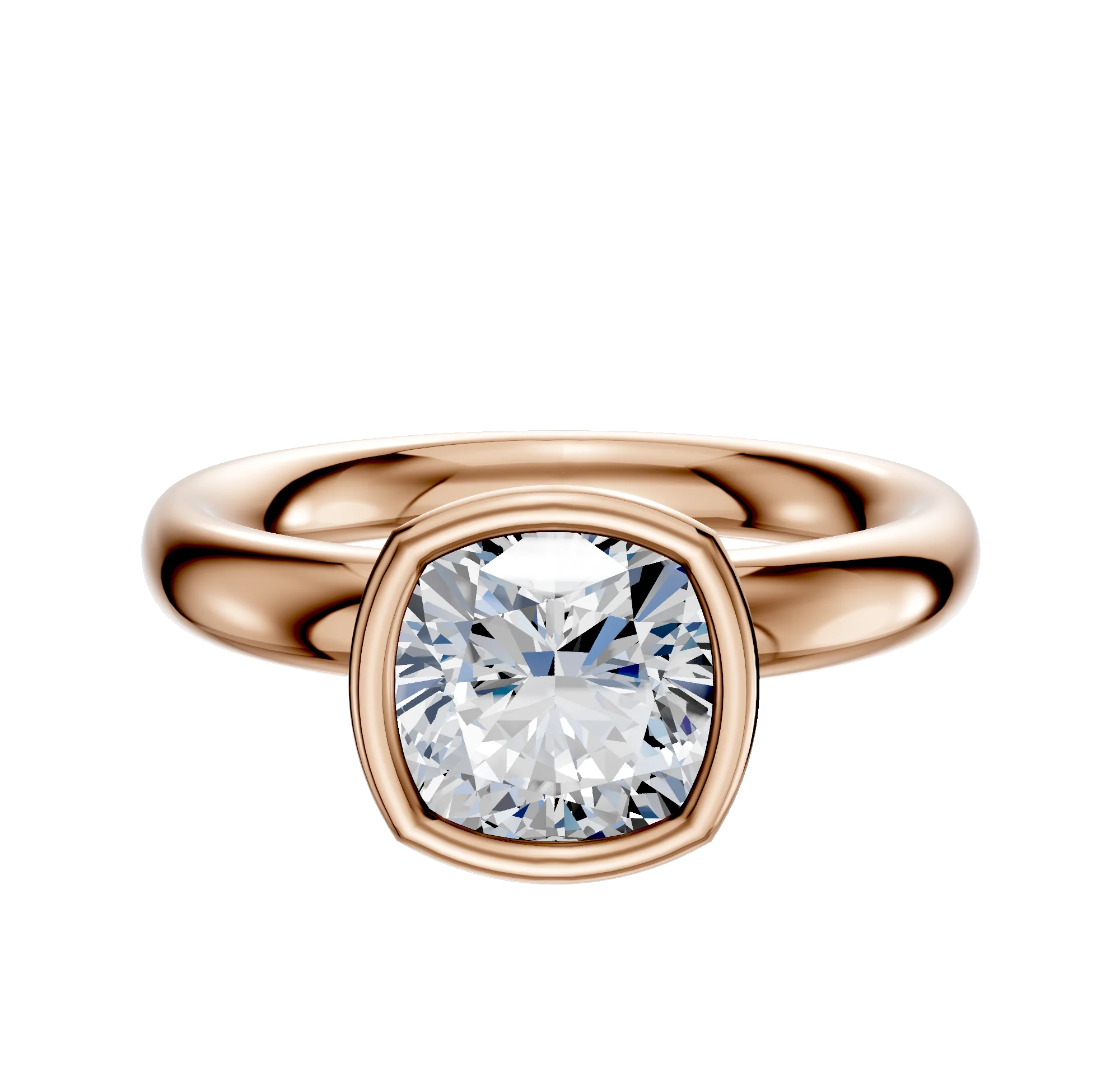18K Rose Gold Bezel Full Bezel North/South Classic Dome 3.0mm Engagement Ring