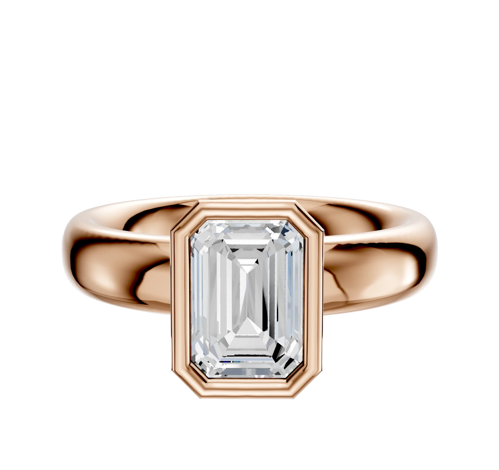 18K Rose Gold Bezel Full Bezel North/South Classic Dome 4.0mm Engagement Ring