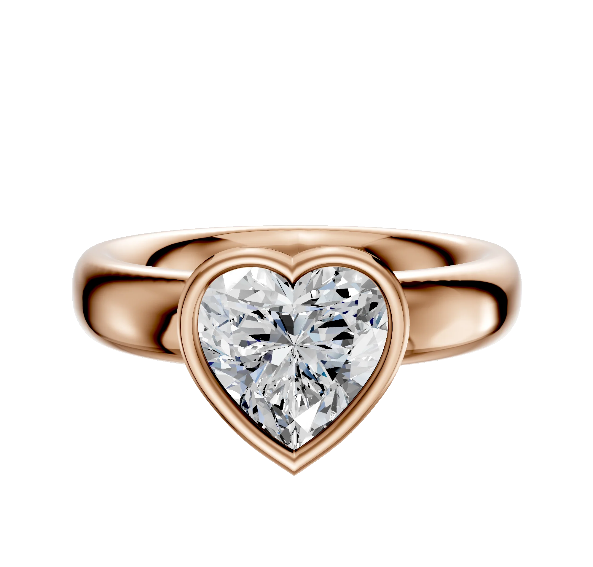 18K Rose Gold Bezel Full Bezel North/South Classic Dome 4.0mm Engagement Ring