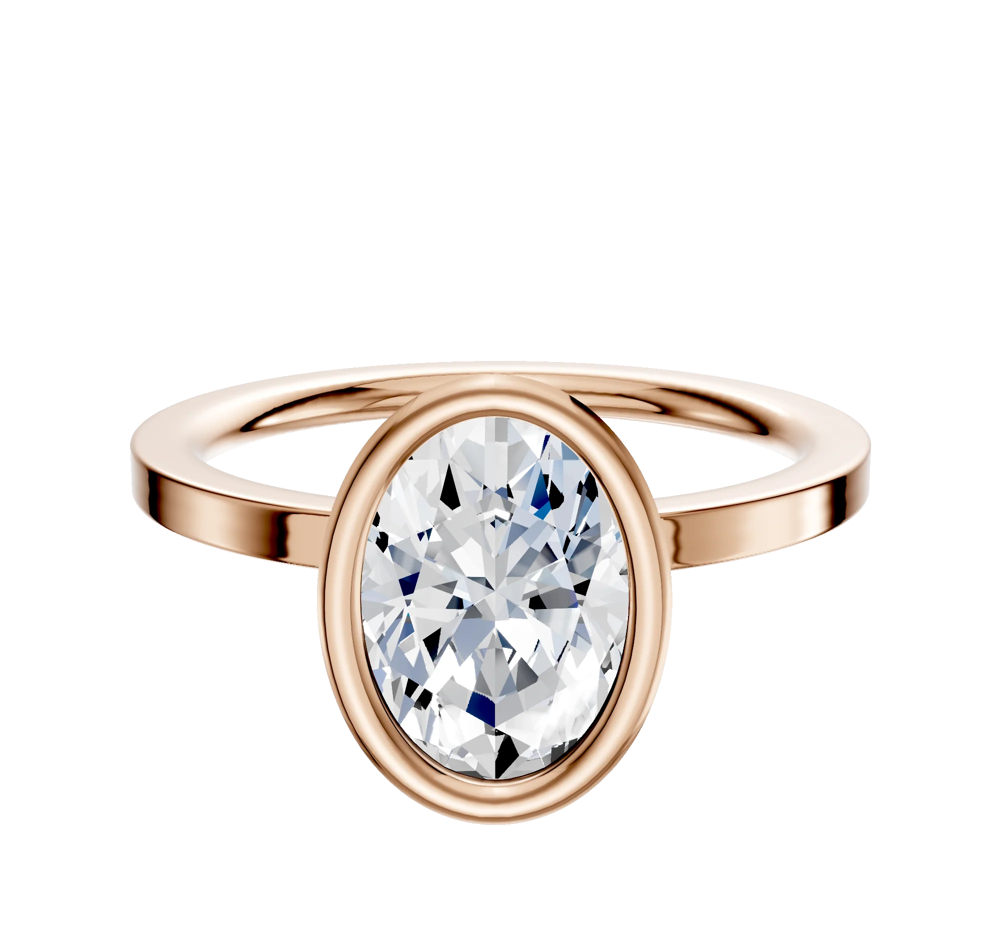 18K Rose Gold Bezel Full Bezel North/South Classic Flat 1.5mm Engagement Ring