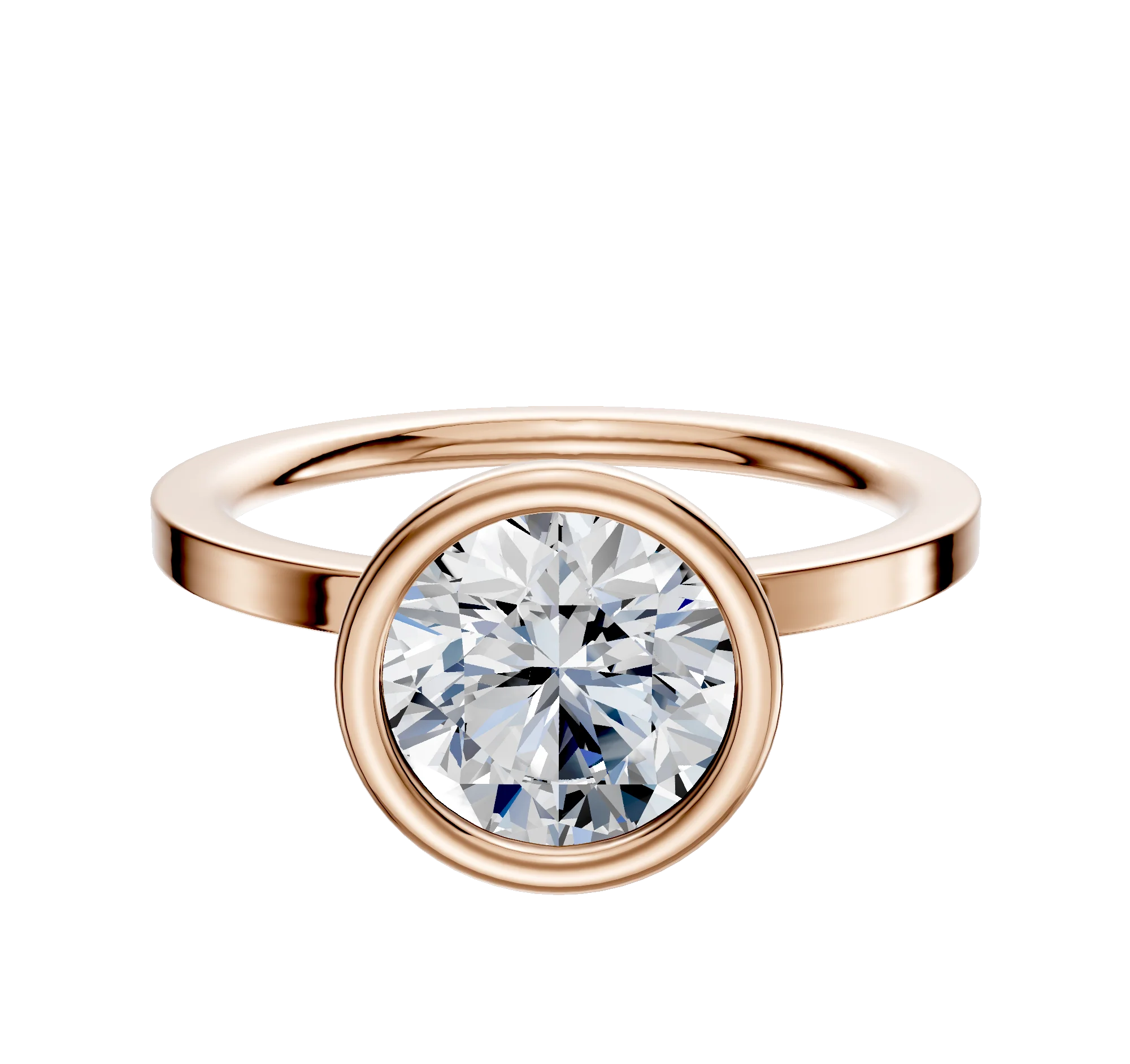 18K Rose Gold Bezel Full Bezel North/South Classic Flat 1.5mm Engagement Ring