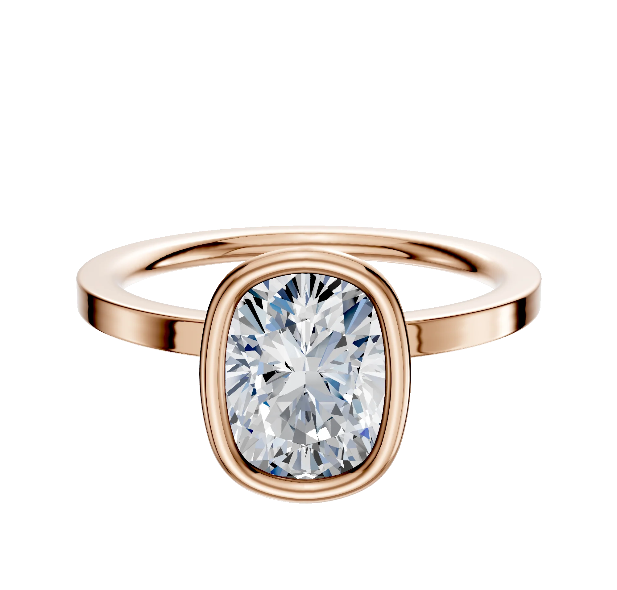 18K Rose Gold Bezel Full Bezel North/South Classic Flat 1.5mm Engagement Ring