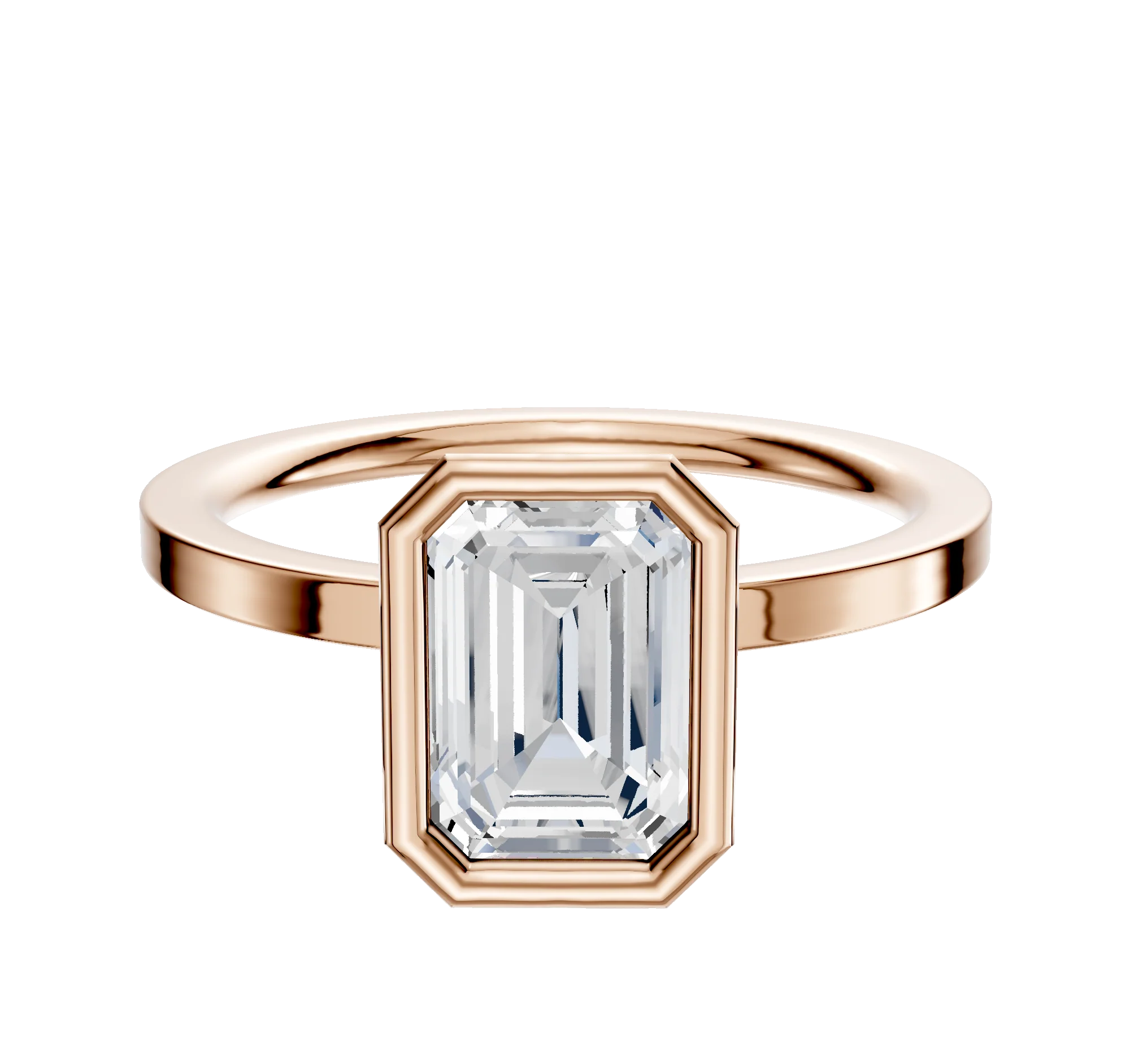 18K Rose Gold Bezel Full Bezel North/South Classic Flat 1.5mm Engagement Ring