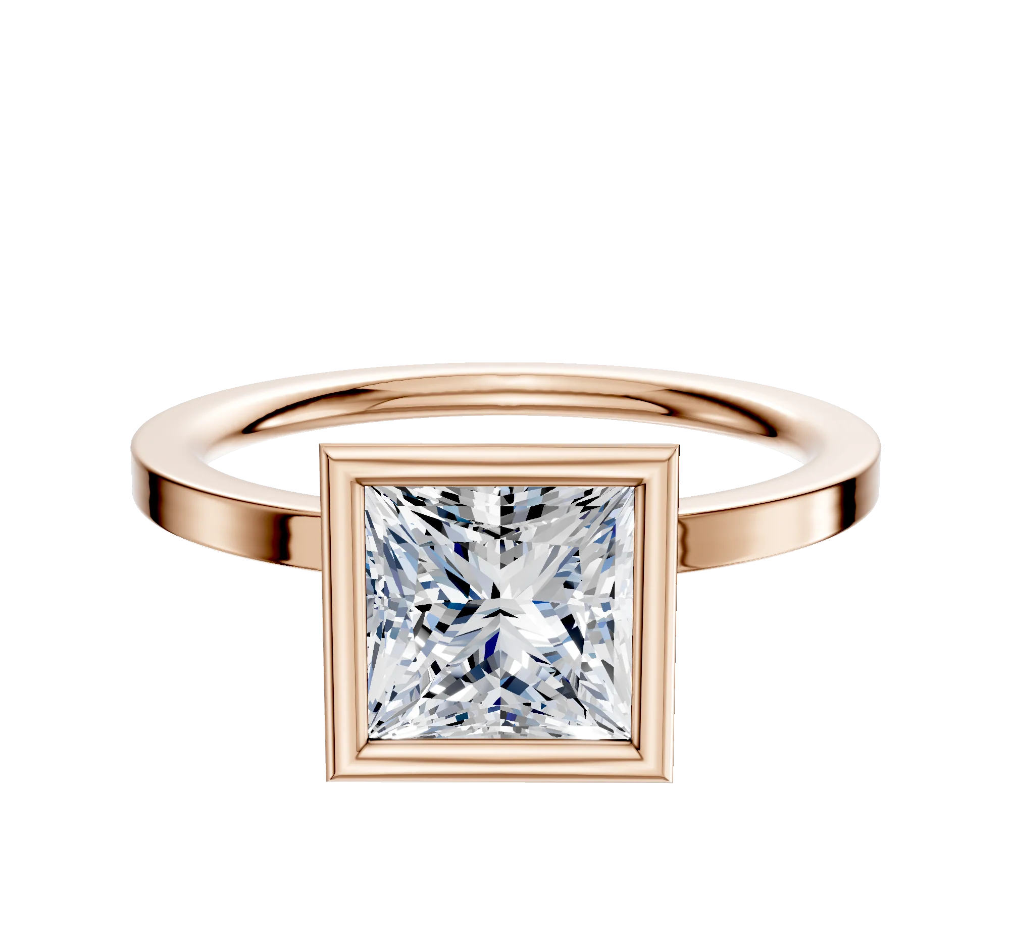 18K Rose Gold Bezel Full Bezel North/South Classic Flat 1.5mm Engagement Ring
