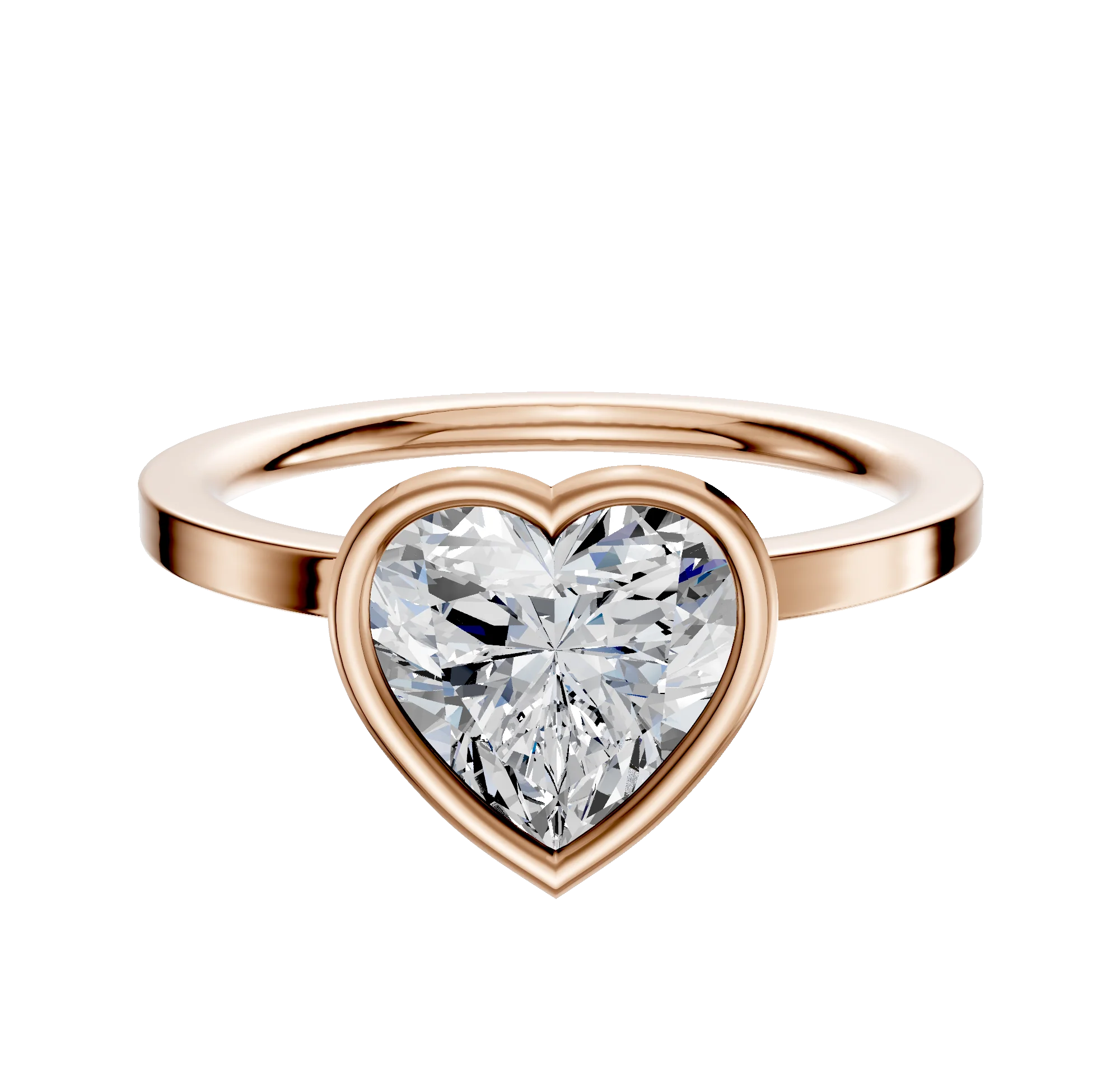18K Rose Gold Bezel Full Bezel North/South Classic Flat 1.5mm Engagement Ring