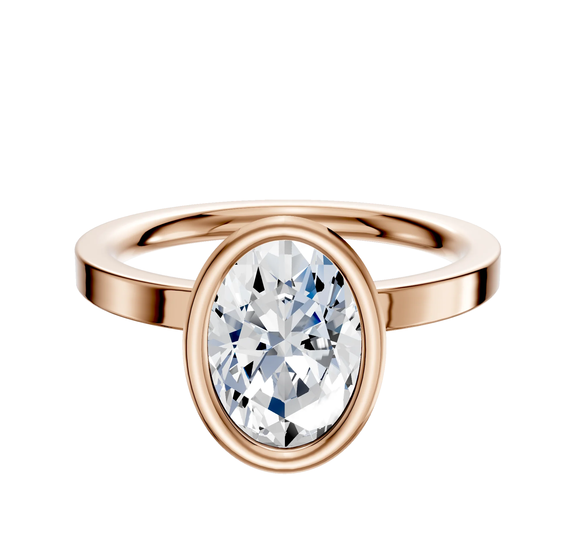 18K Rose Gold Bezel Full Bezel North/South Classic Flat 2.0mm Engagement Ring