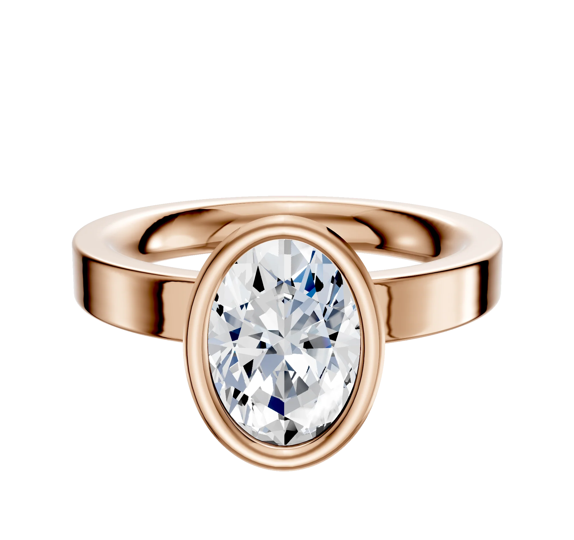 18K Rose Gold Bezel Full Bezel North/South Classic Flat 3.0mm Engagement Ring