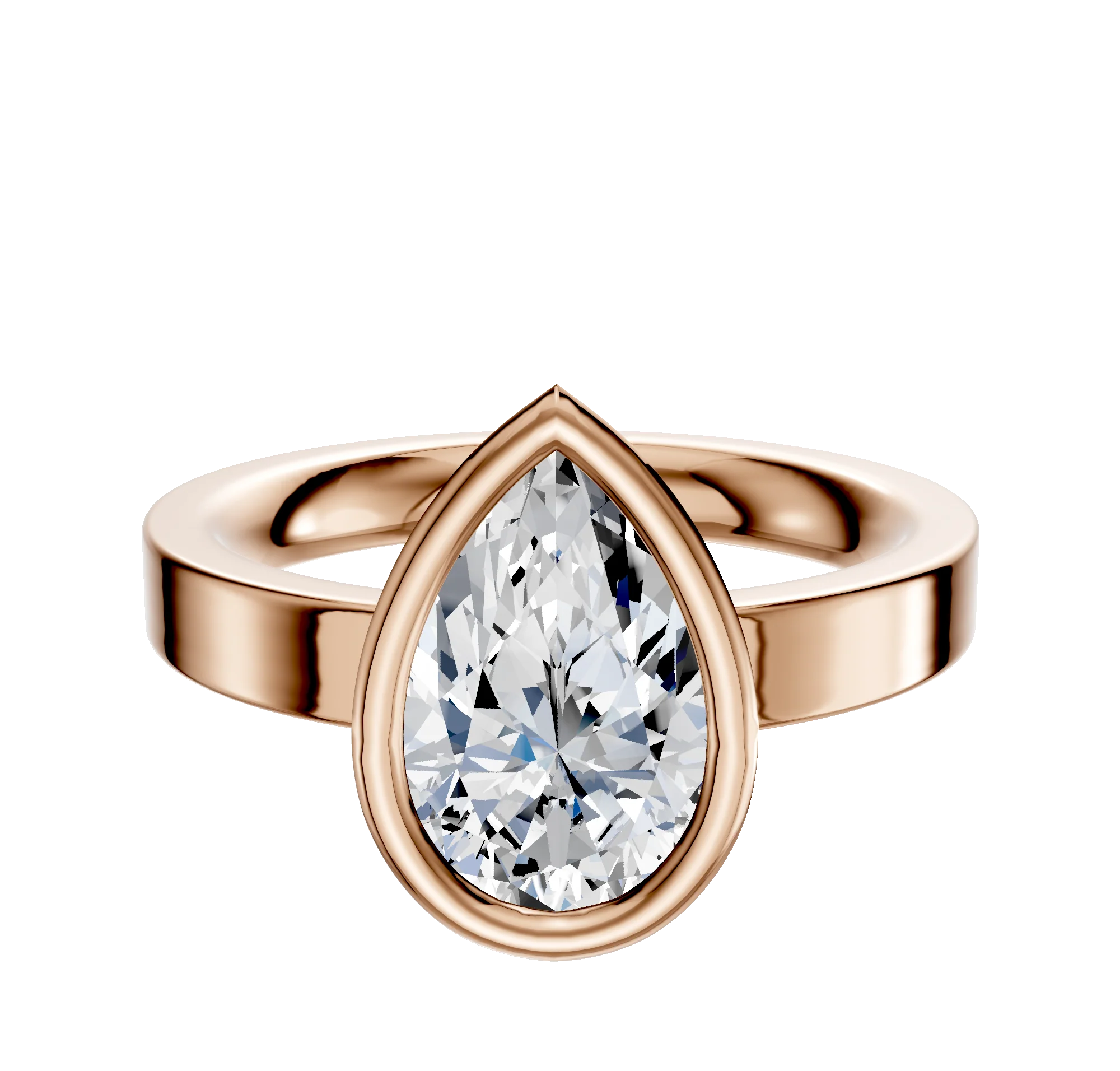 18K Rose Gold Bezel Full Bezel North/South Classic Flat 3.0mm Engagement Ring