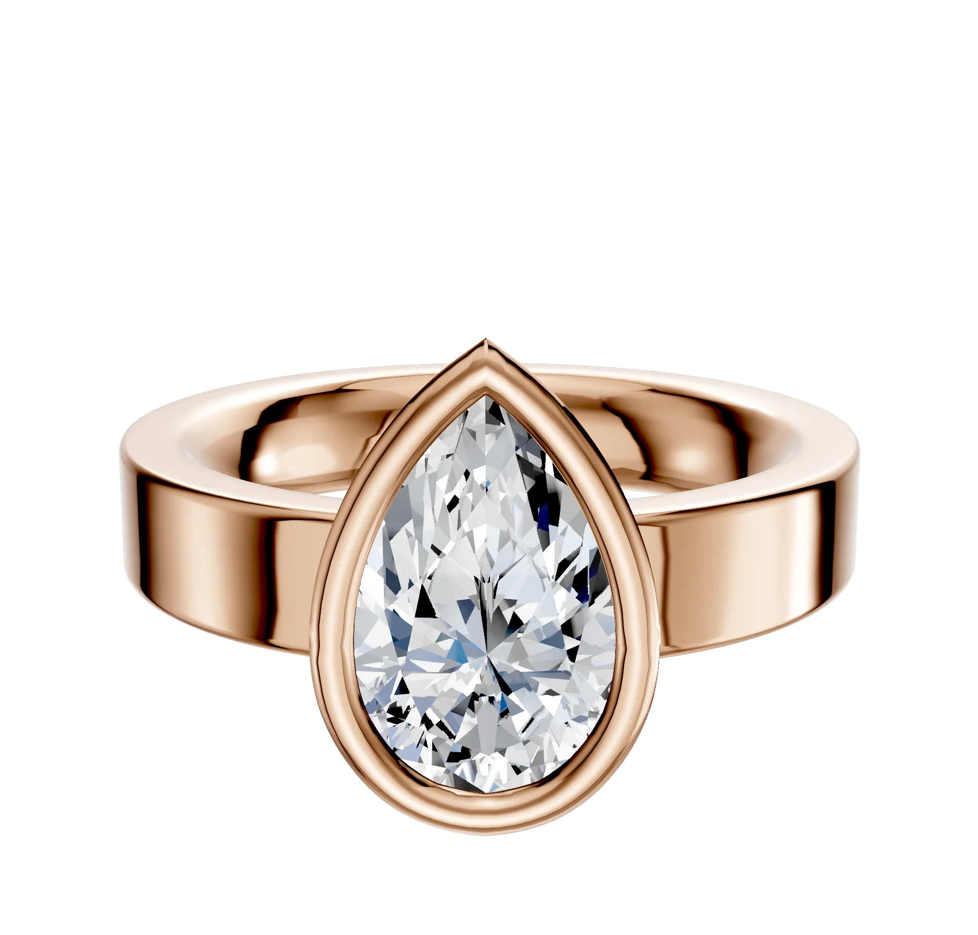 18K Rose Gold Bezel Full Bezel North/South Classic Flat 4.0mm Engagement Ring