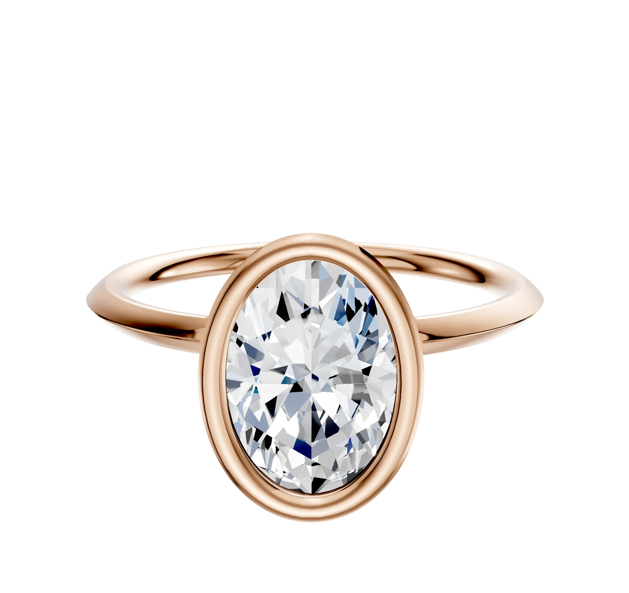 18K Rose Gold Bezel Full Bezel North/South Classic Knife Edge 1.5mm Engagement Ring