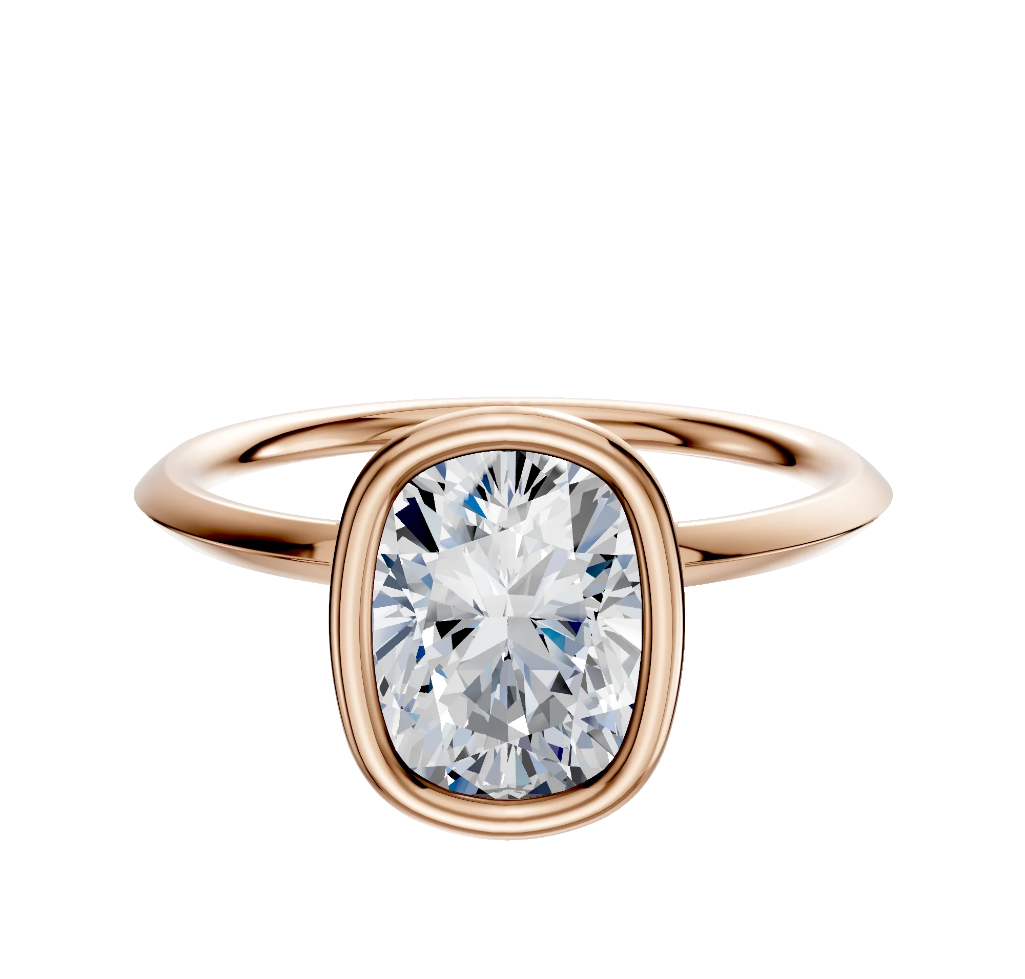 18K Rose Gold Bezel Full Bezel North/South Classic Knife Edge 1.5mm Engagement Ring