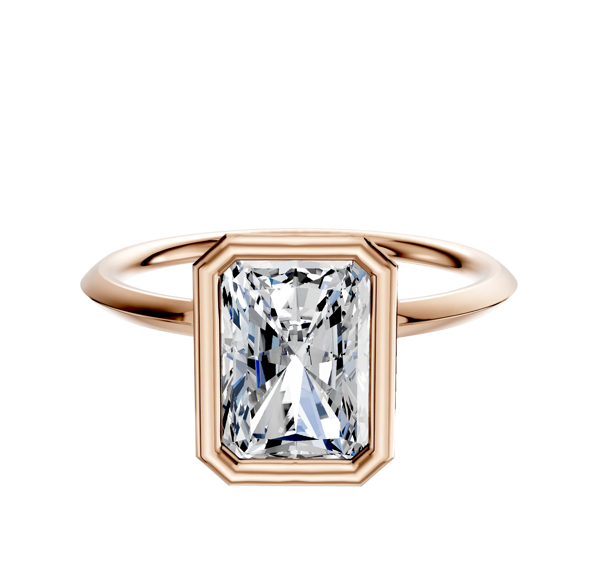 18K Rose Gold Bezel Full Bezel North/South Classic Knife Edge 1.5mm Engagement Ring