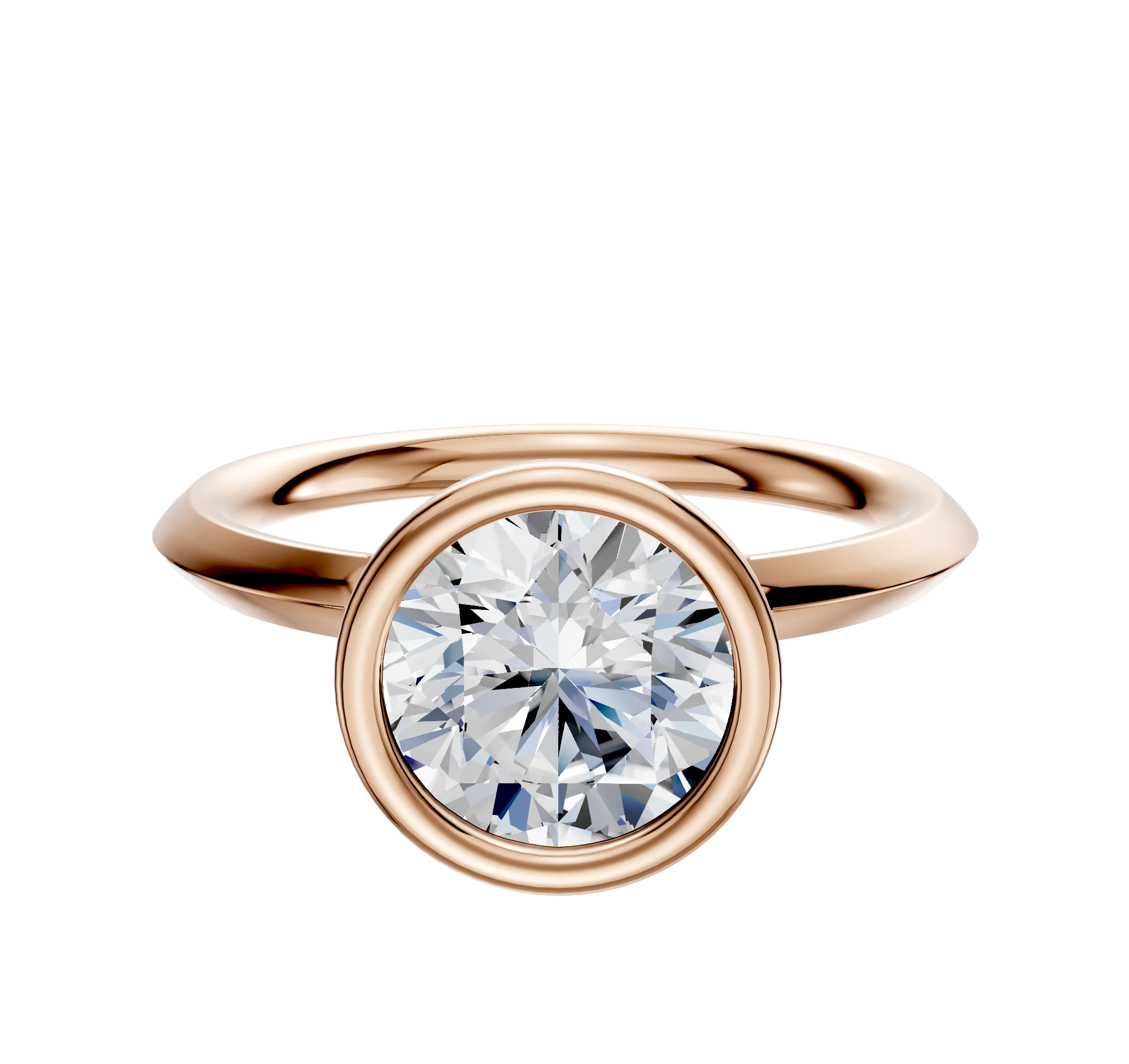 18K Rose Gold Bezel Full Bezel North/South Classic Knife Edge 2.0mm Engagement Ring