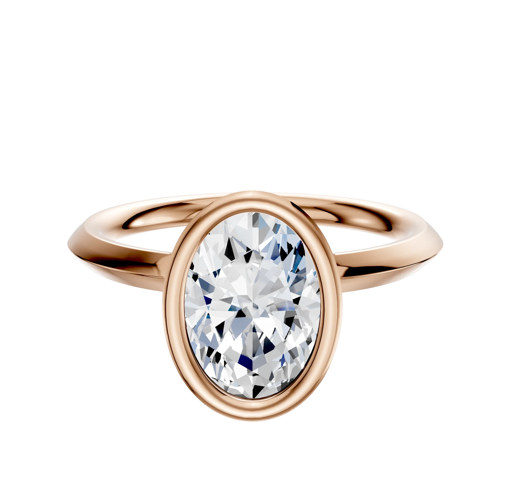 18K Rose Gold Bezel Full Bezel North/South Classic Knife Edge 2.0mm Engagement Ring