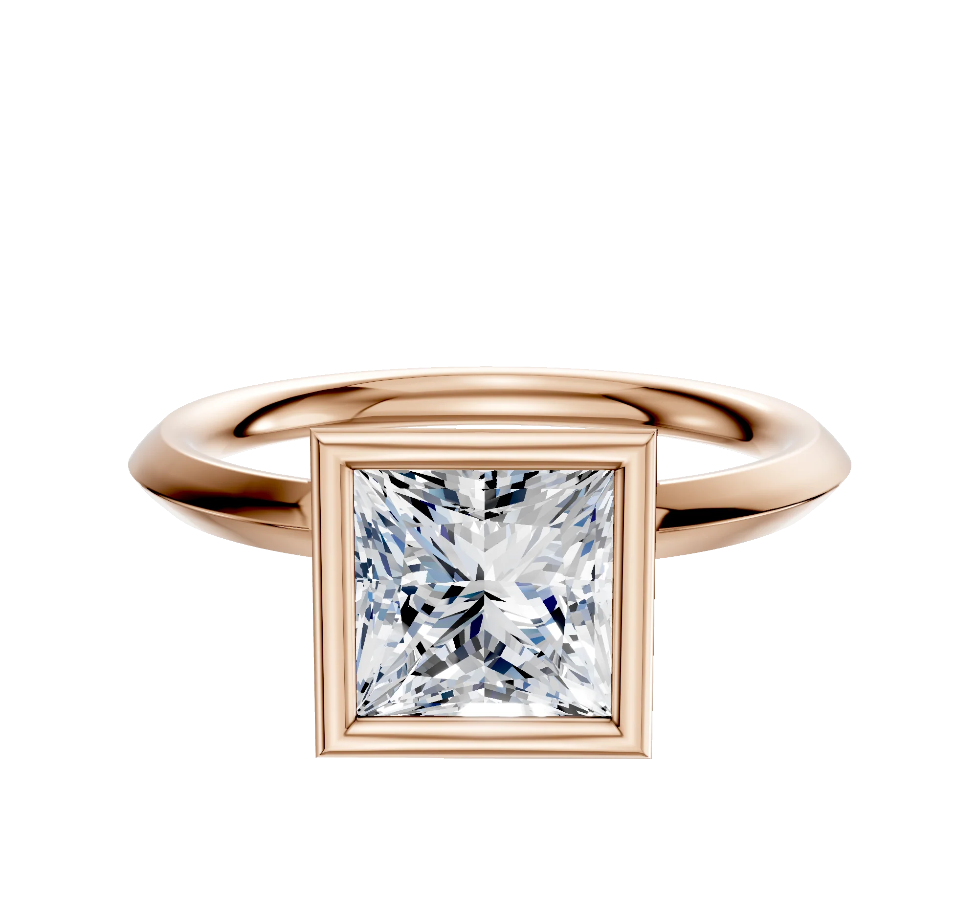 18K Rose Gold Bezel Full Bezel North/South Classic Knife Edge 2.0mm Engagement Ring