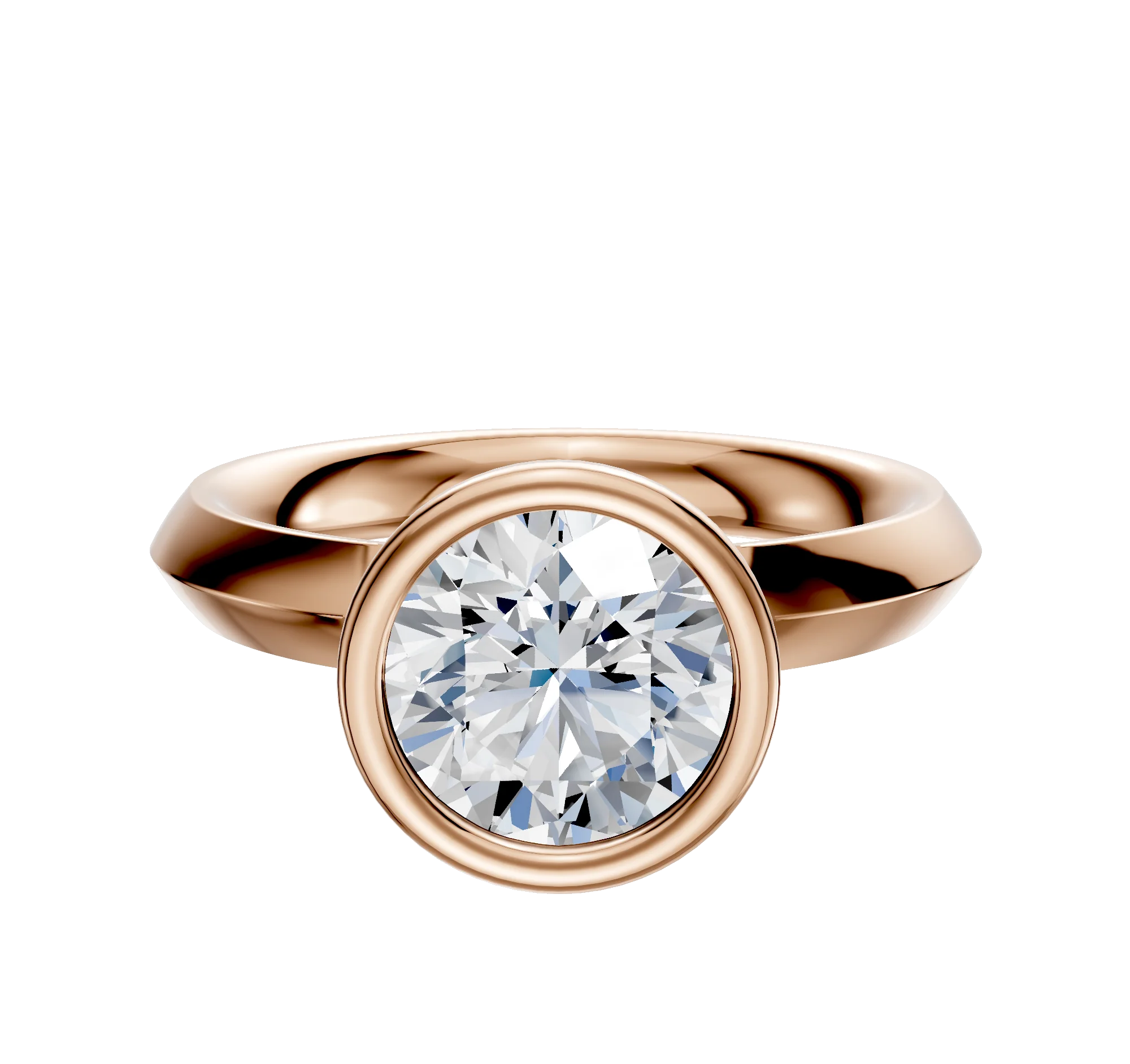 18K Rose Gold Bezel Full Bezel North/South Classic Knife Edge 3.0mm Engagement Ring