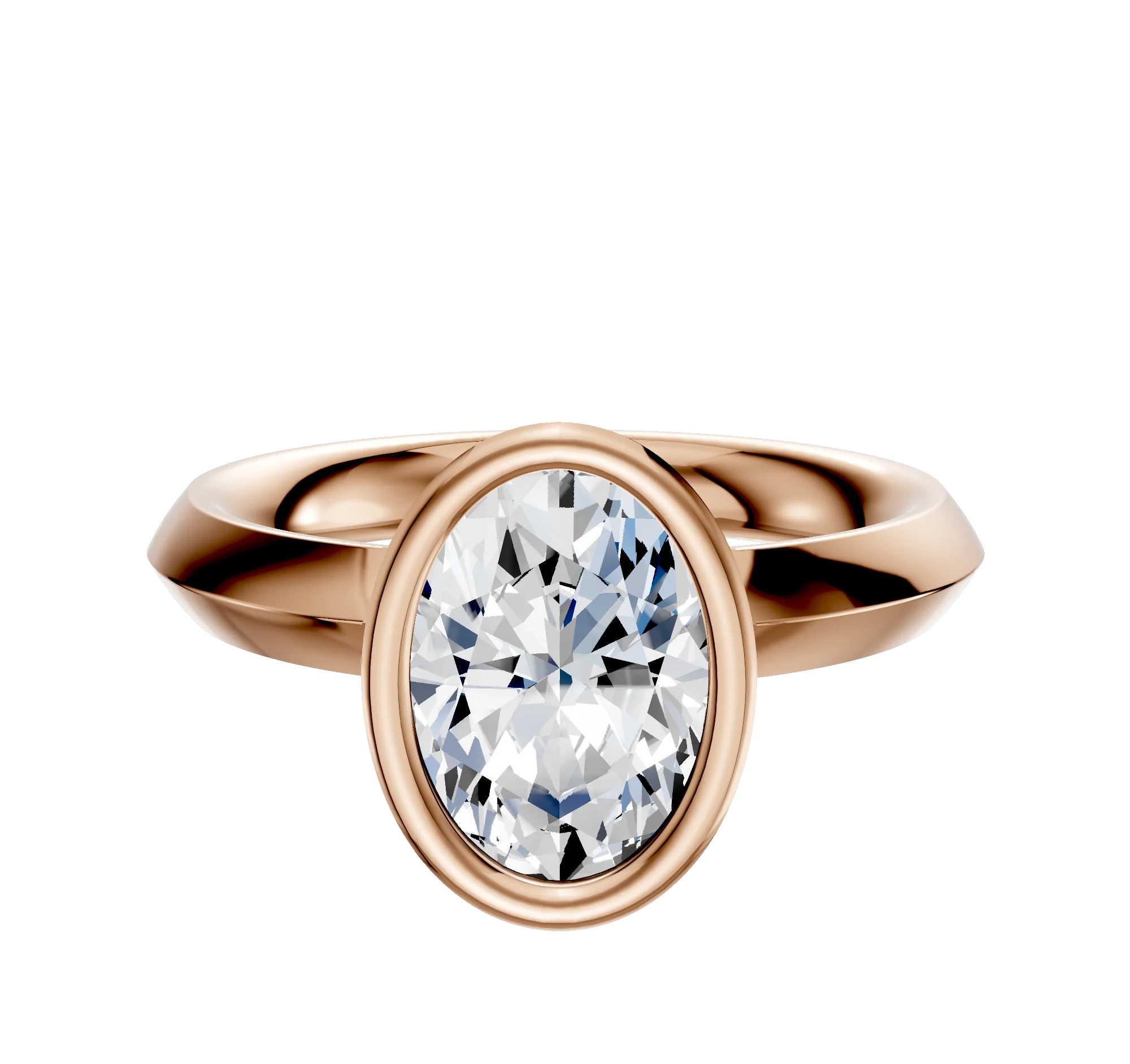18K Rose Gold Bezel Full Bezel North/South Classic Knife Edge 3.0mm Engagement Ring