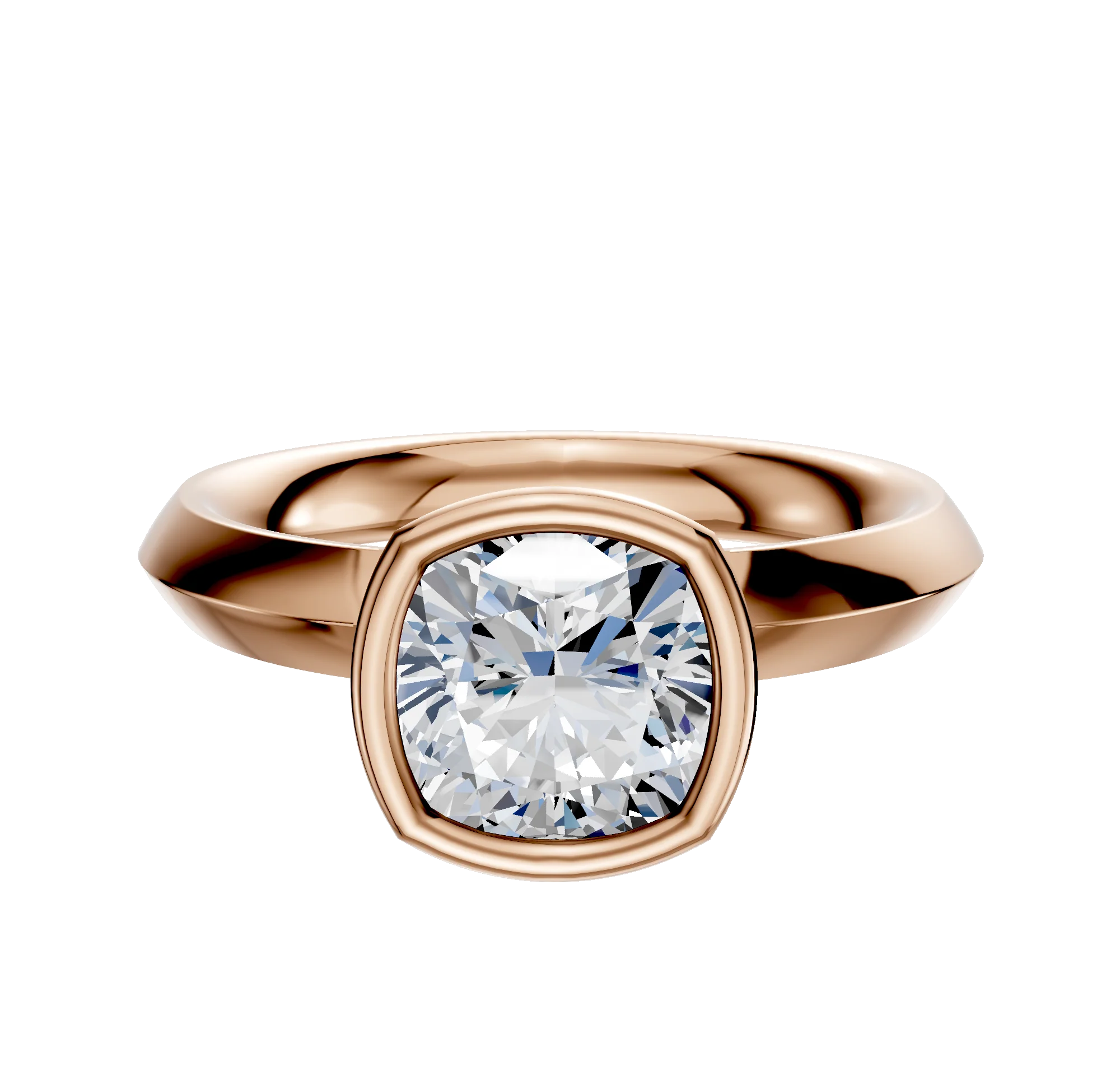 18K Rose Gold Bezel Full Bezel North/South Classic Knife Edge 3.0mm Engagement Ring