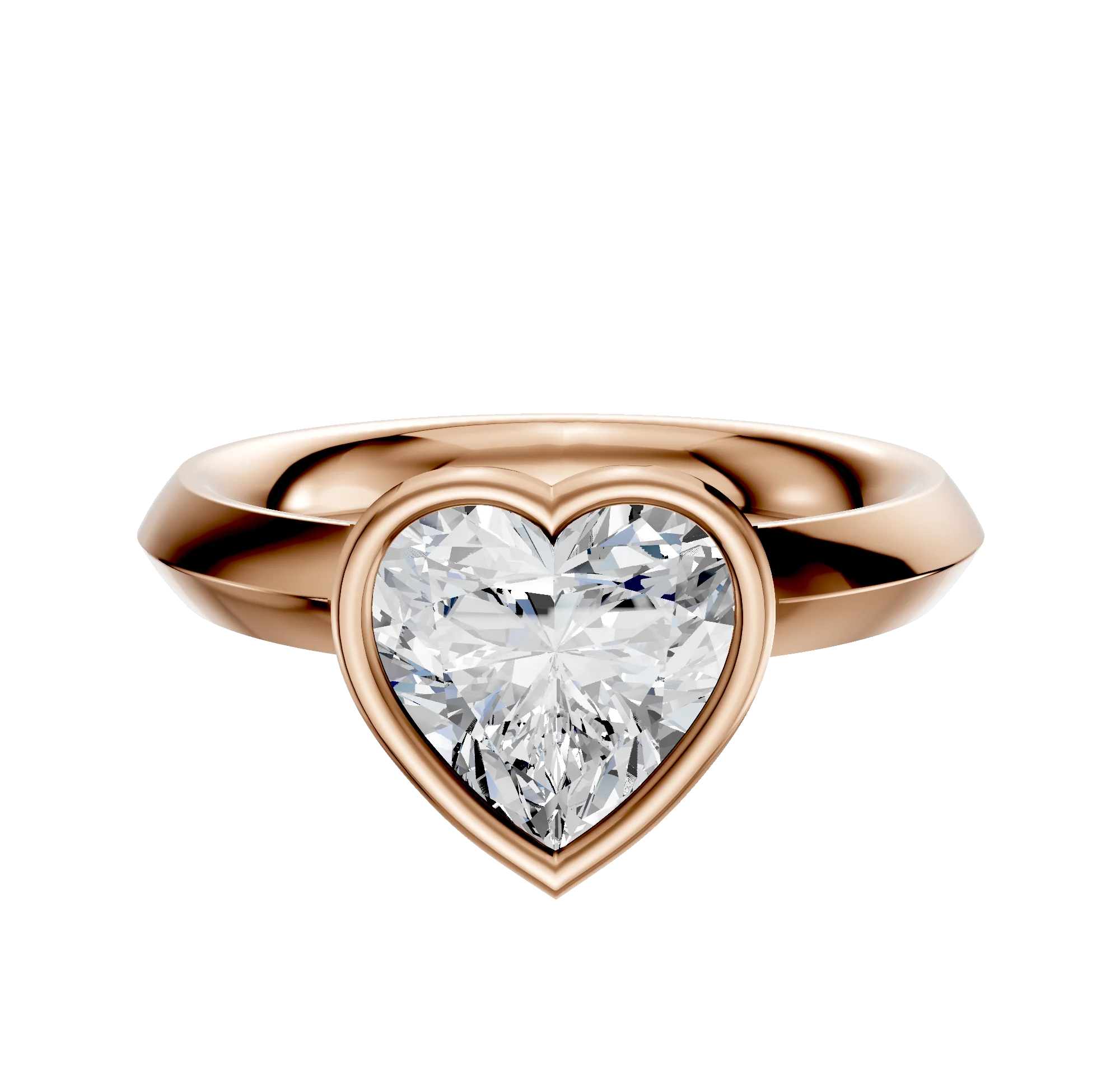 18K Rose Gold Bezel Full Bezel North/South Classic Knife Edge 3.0mm Engagement Ring