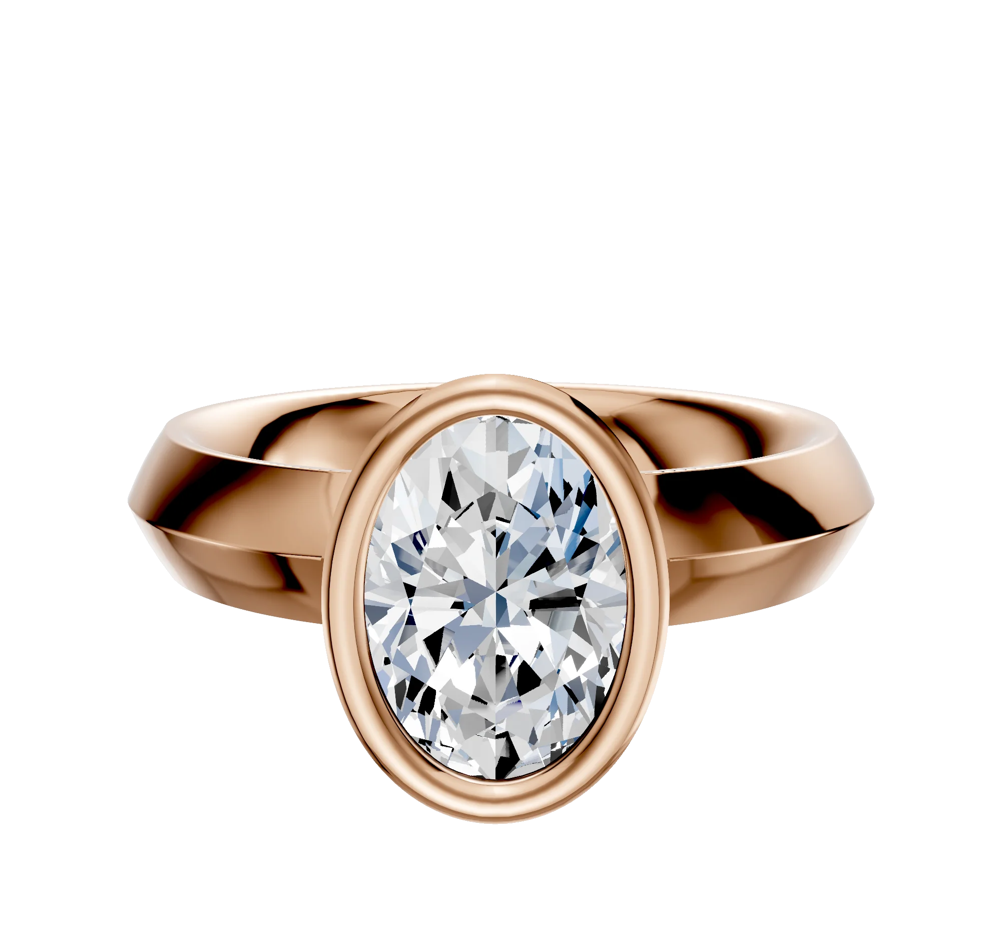 18K Rose Gold Bezel Full Bezel North/South Classic Knife Edge 4.0mm Engagement Ring