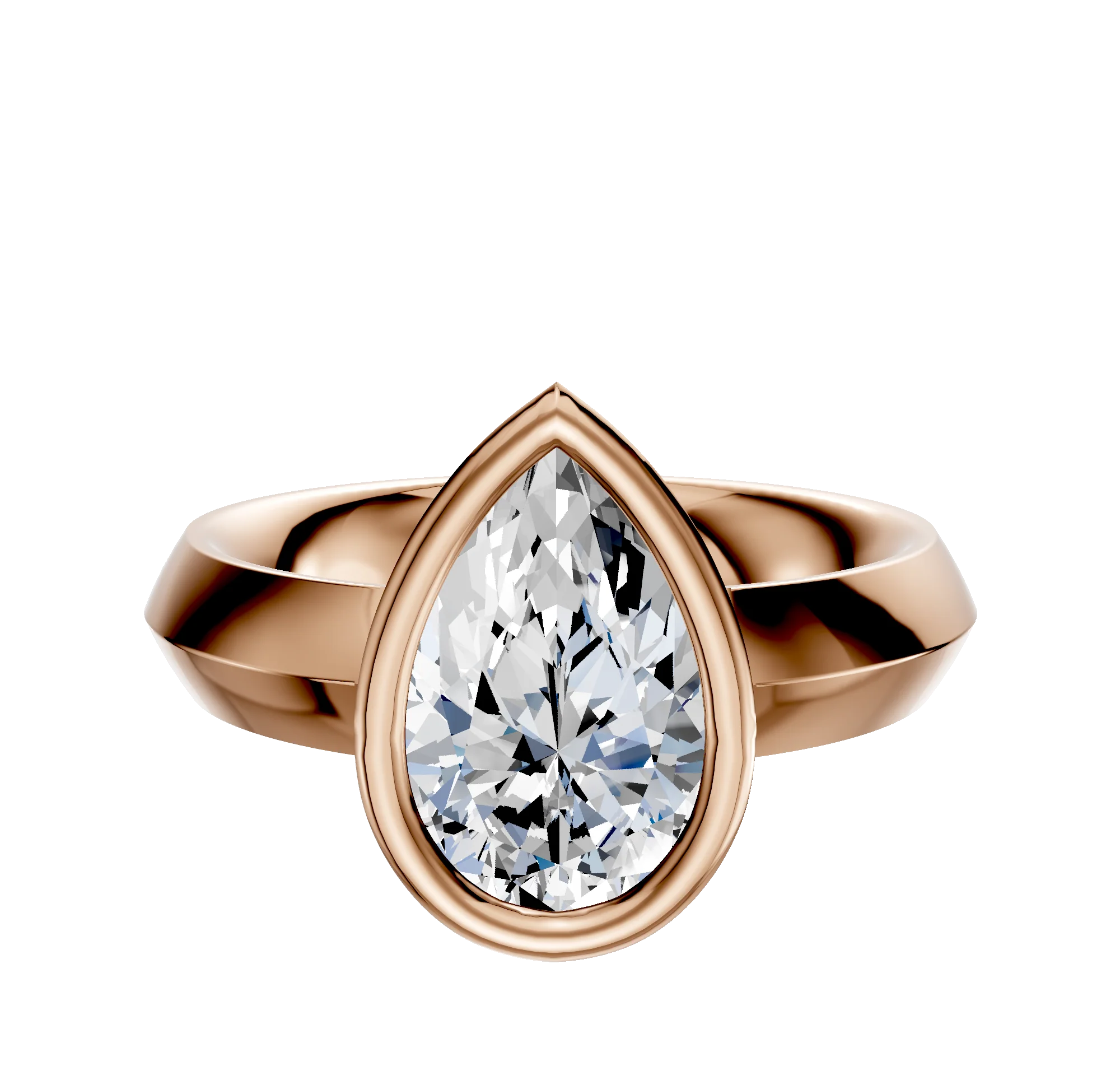 18K Rose Gold Bezel Full Bezel North/South Classic Knife Edge 4.0mm Engagement Ring