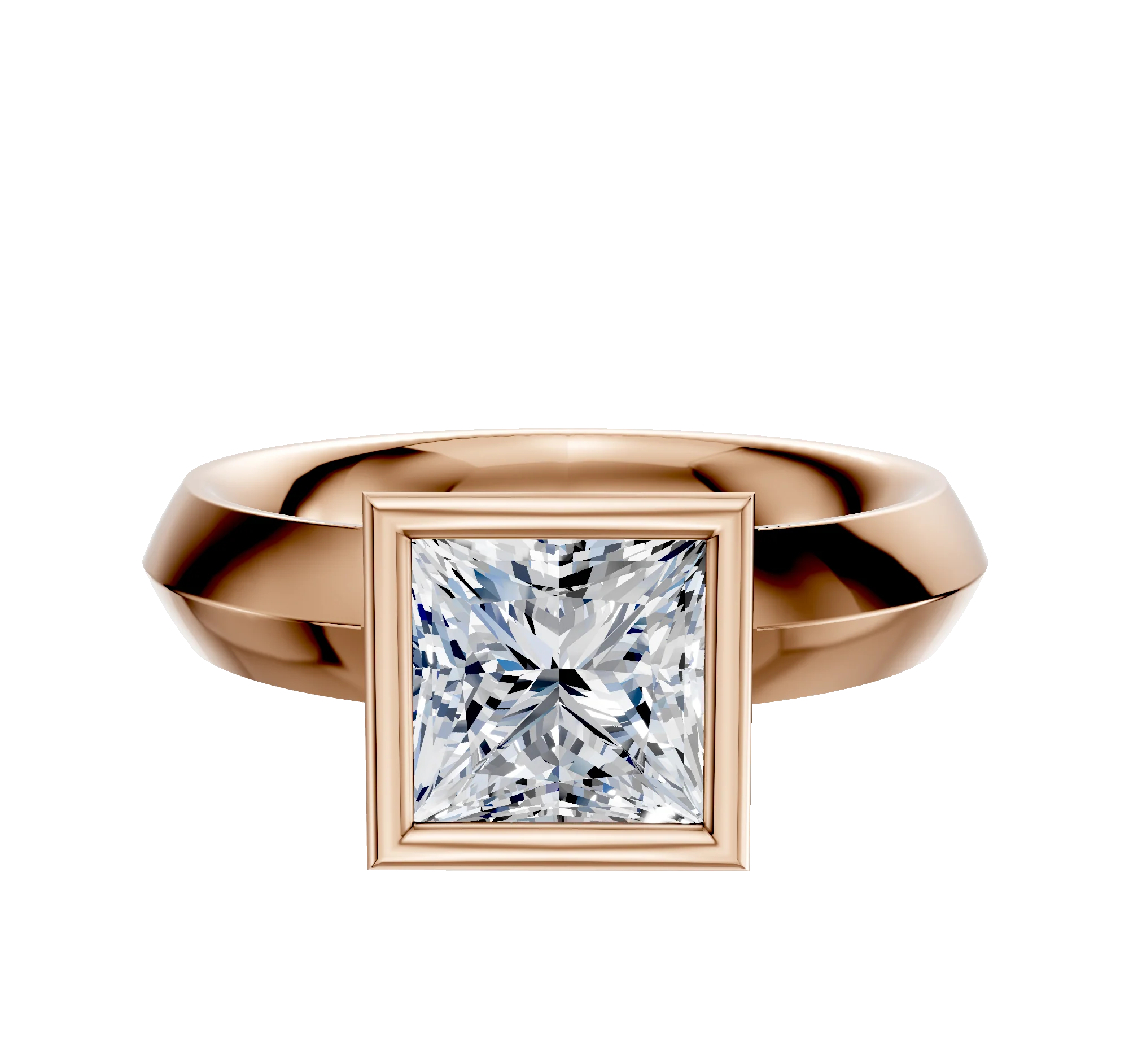 18K Rose Gold Bezel Full Bezel North/South Classic Knife Edge 4.0mm Engagement Ring