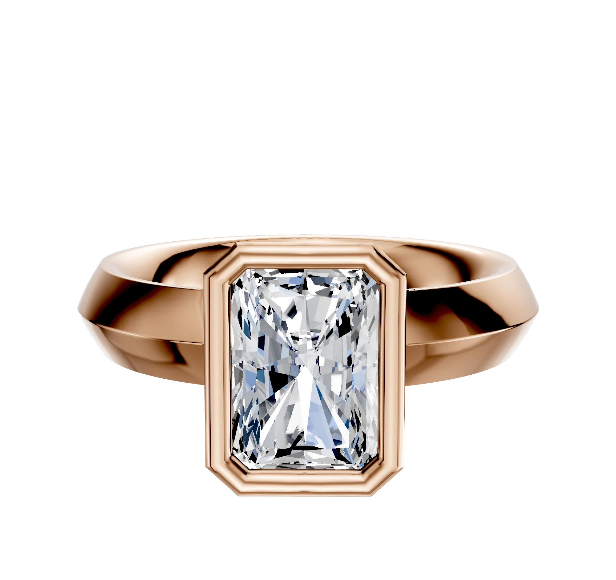 18K Rose Gold Bezel Full Bezel North/South Classic Knife Edge 4.0mm Engagement Ring