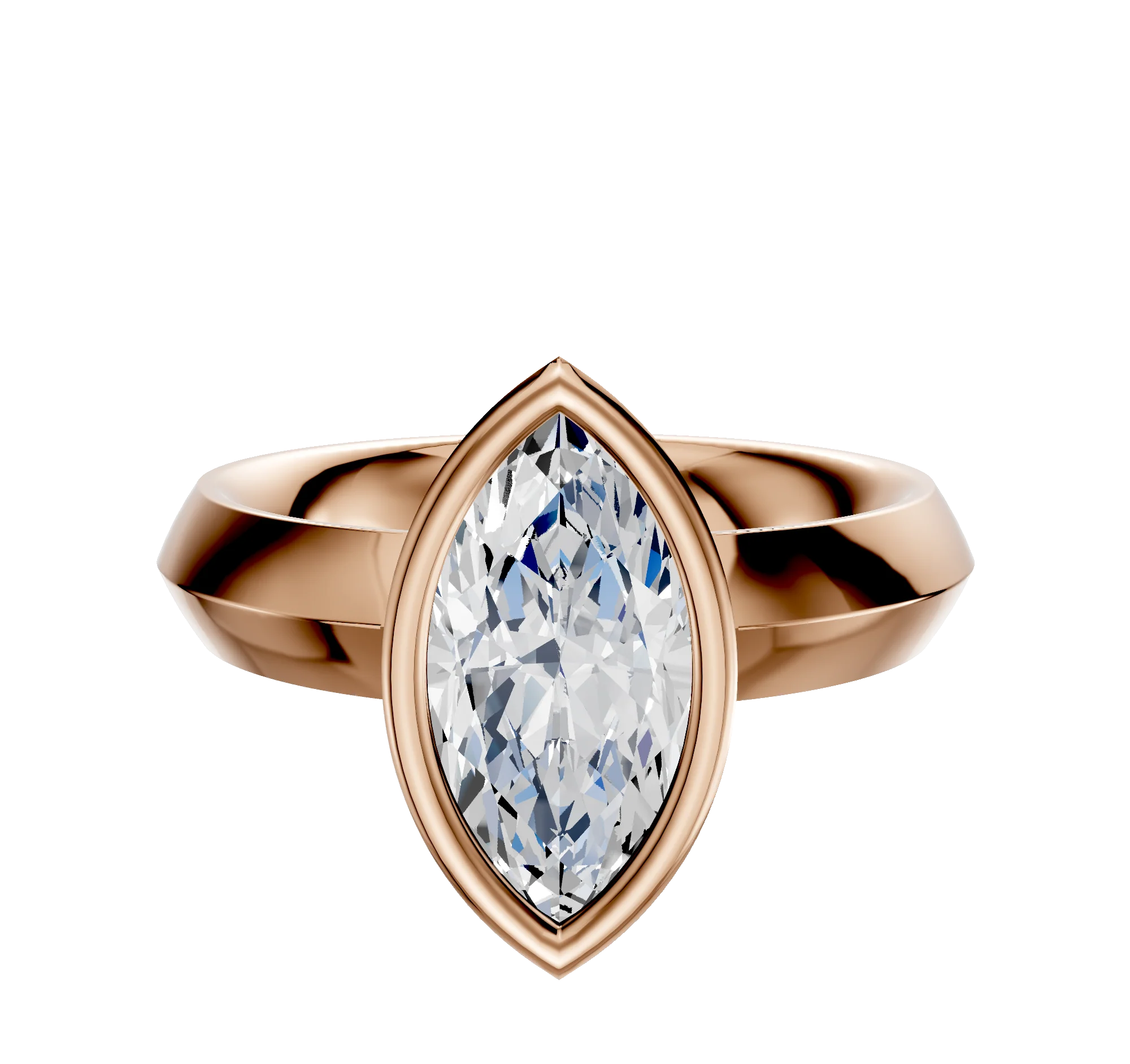 18K Rose Gold Bezel Full Bezel North/South Classic Knife Edge 4.0mm Engagement Ring