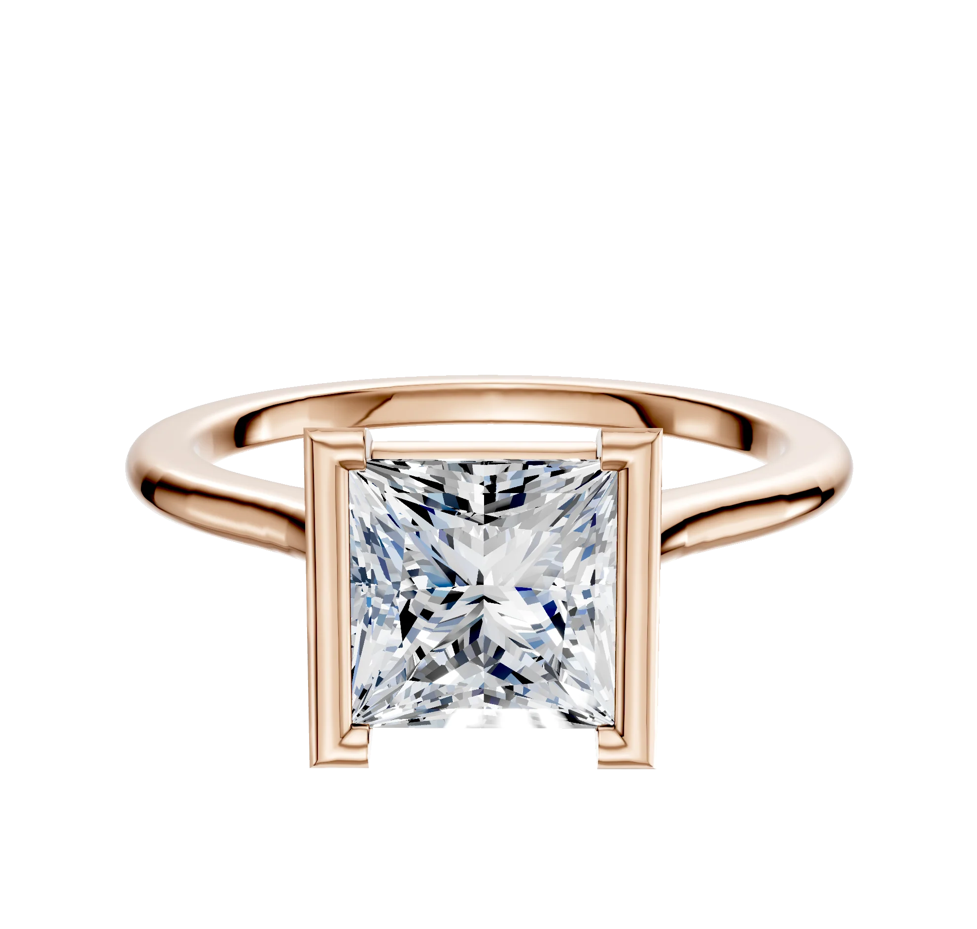 18K Rose Gold Bezel Half Bezel North/South Cathedral Dome 1.5mm Engagement Ring