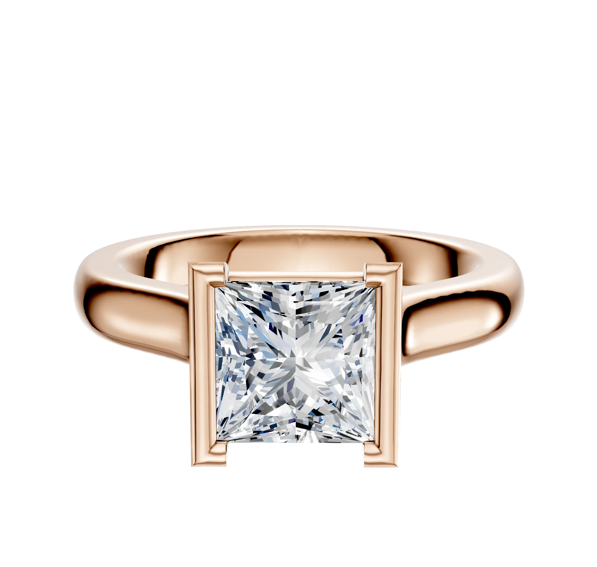 18K Rose Gold Bezel Half Bezel North/South Cathedral Dome 3.0mm Engagement Ring