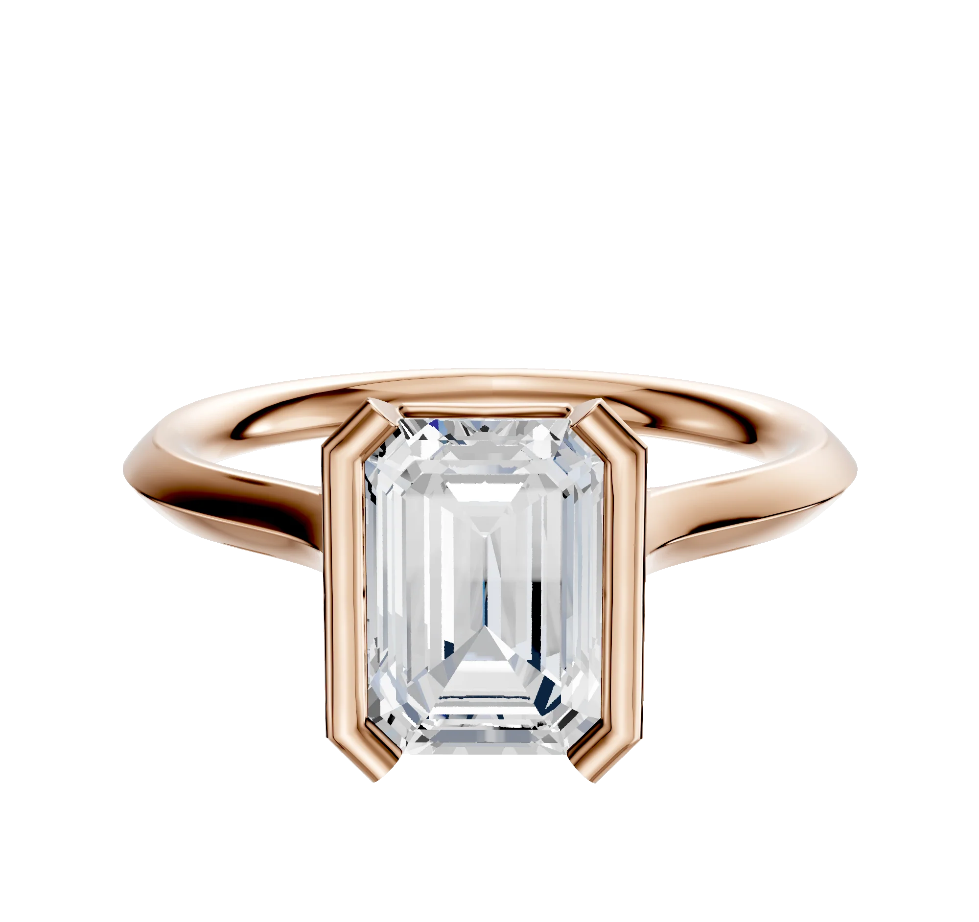 18K Rose Gold Bezel Half Bezel North/South Cathedral Knife Edge 2.0mm Engagement Ring