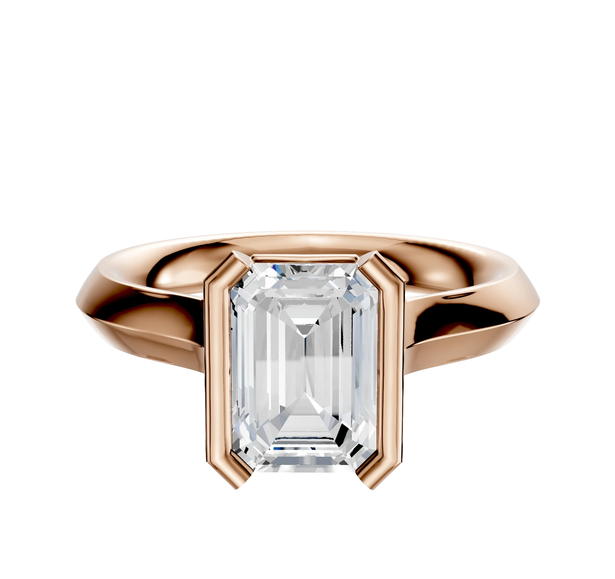 18K Rose Gold Bezel Half Bezel North/South Cathedral Knife Edge 3.0mm Engagement Ring