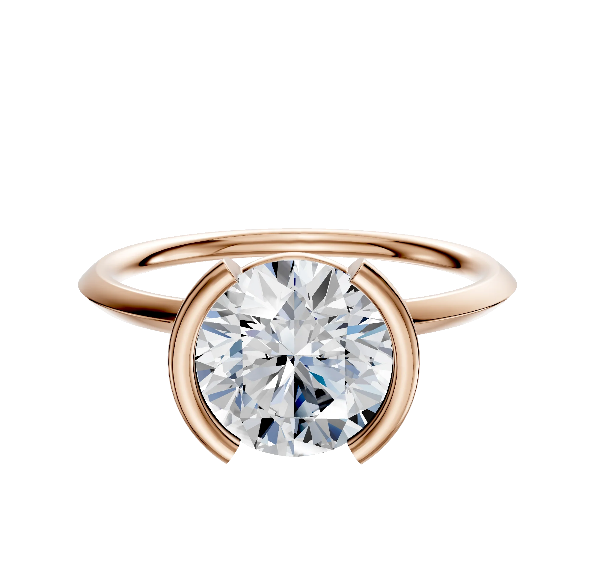 18K Rose Gold Bezel Half Bezel North/South Classic Knife Edge 1.5mm Engagement Ring