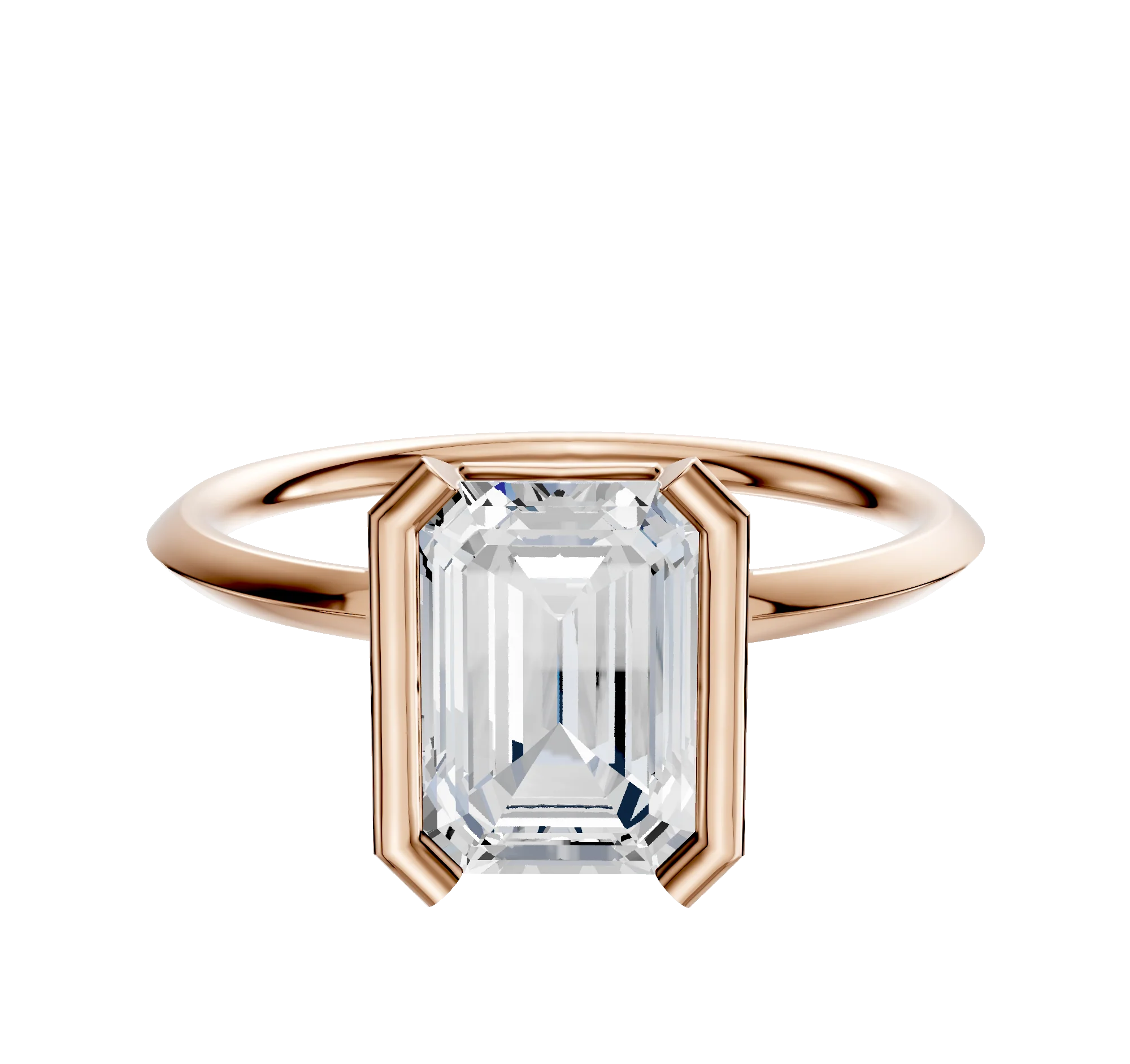 18K Rose Gold Bezel Half Bezel North/South Classic Knife Edge 1.5mm Engagement Ring
