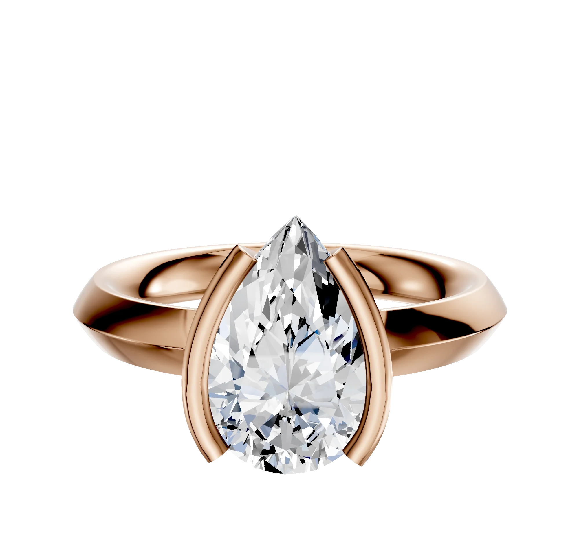 18K Rose Gold Bezel Half Bezel North/South Classic Knife Edge 3.0mm Engagement Ring