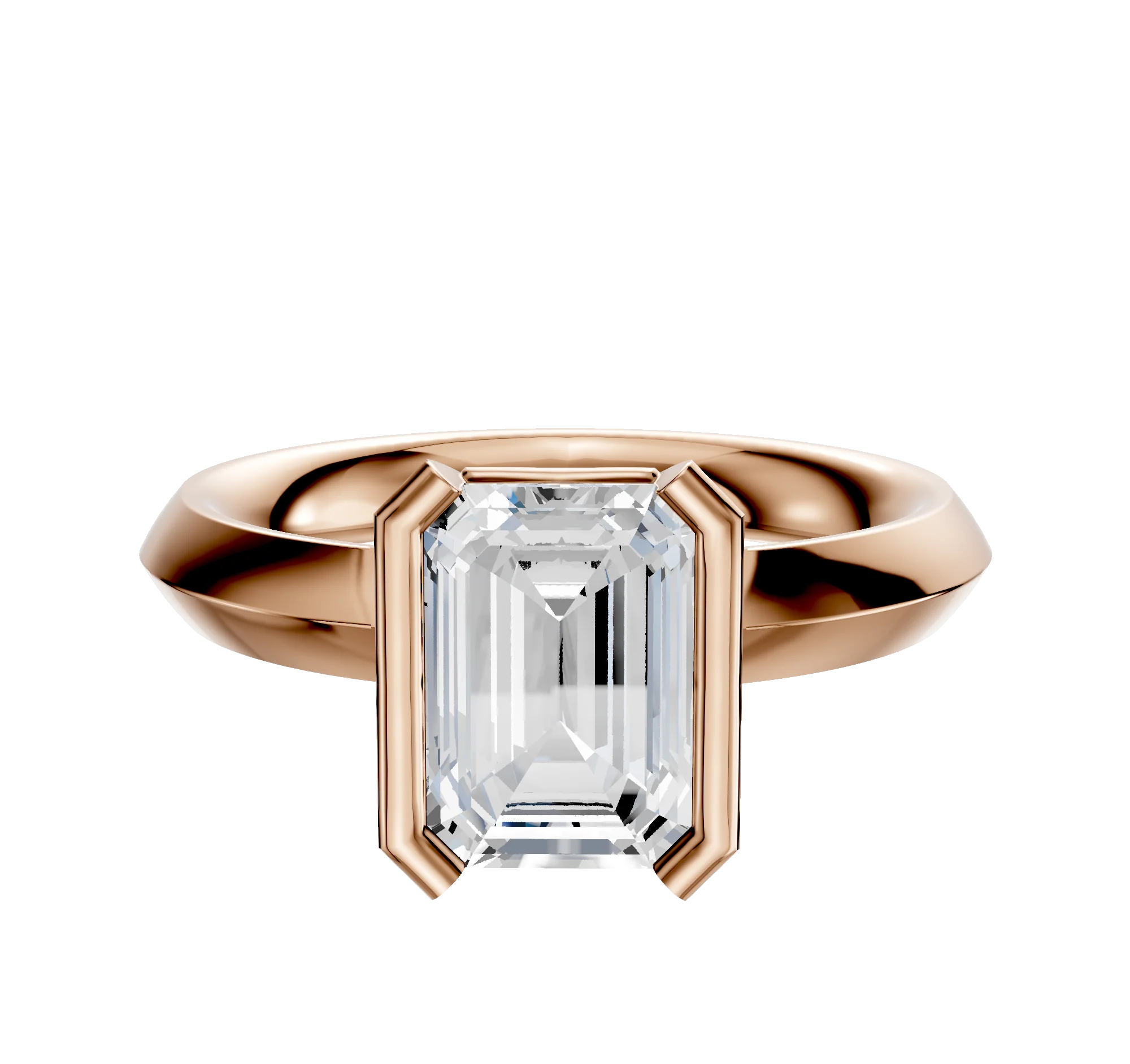 18K Rose Gold Bezel Half Bezel North/South Classic Knife Edge 3.0mm Engagement Ring