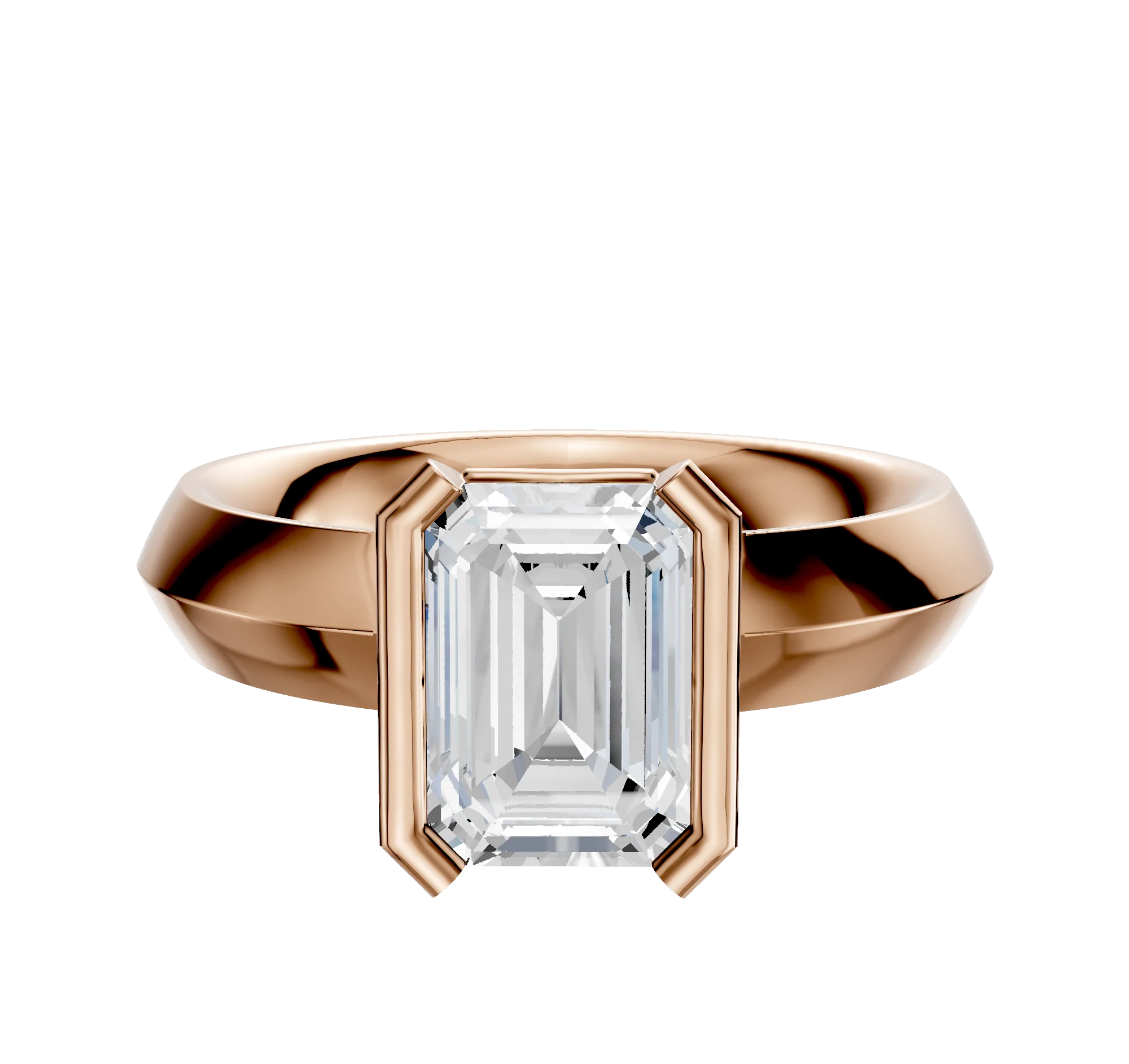 18K Rose Gold Bezel Half Bezel North/South Classic Knife Edge 4.0mm Engagement Ring