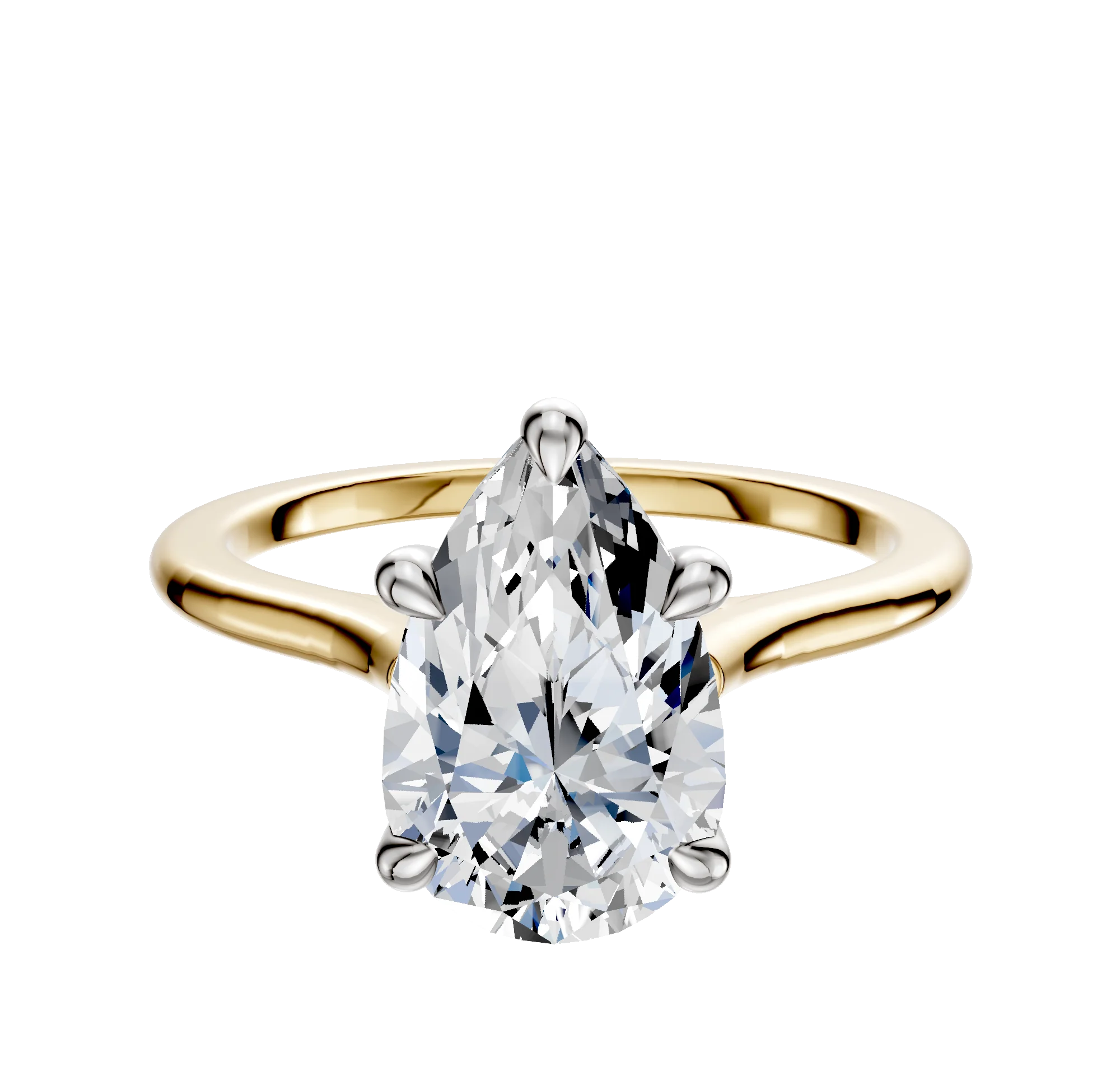 18K Two Tone 4 Prong Basket Cathedral Dome 1.5mm Engagement Ring