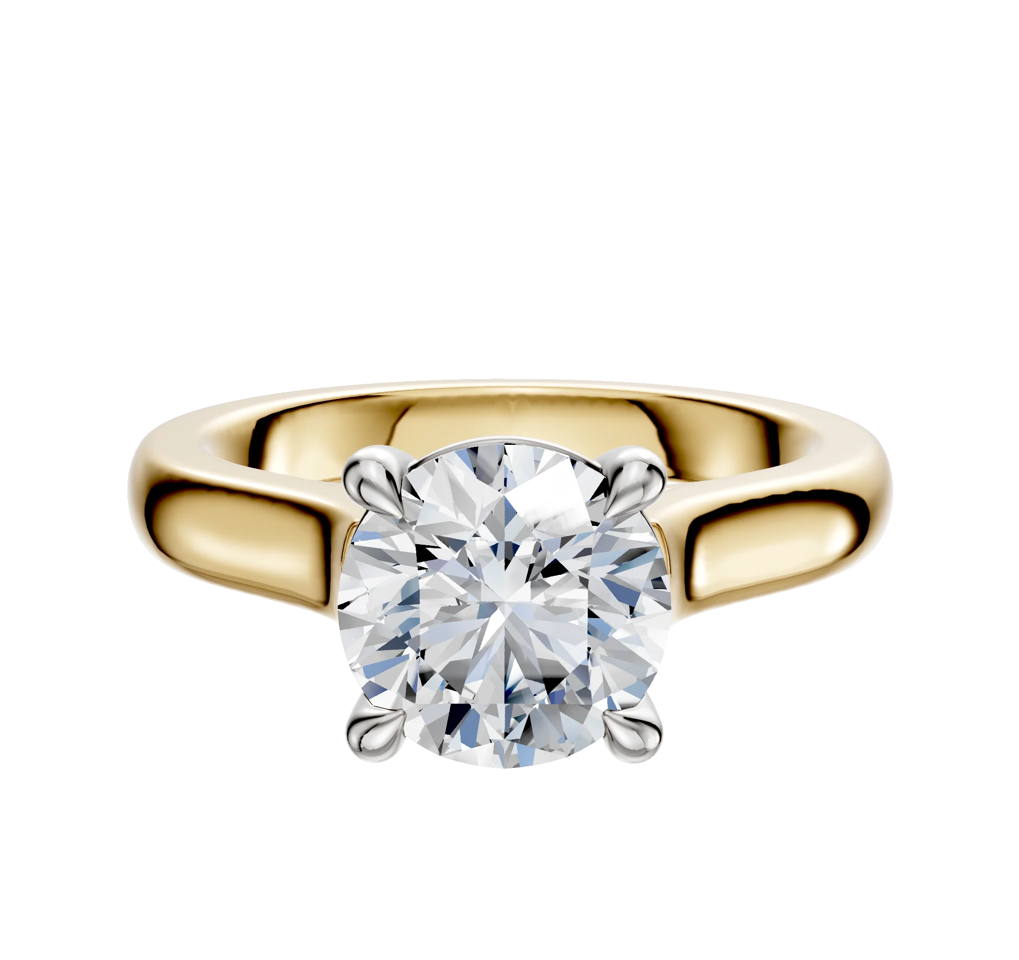 18K Two Tone 4 Prong Basket Cathedral Dome 3.0mm Engagement Ring