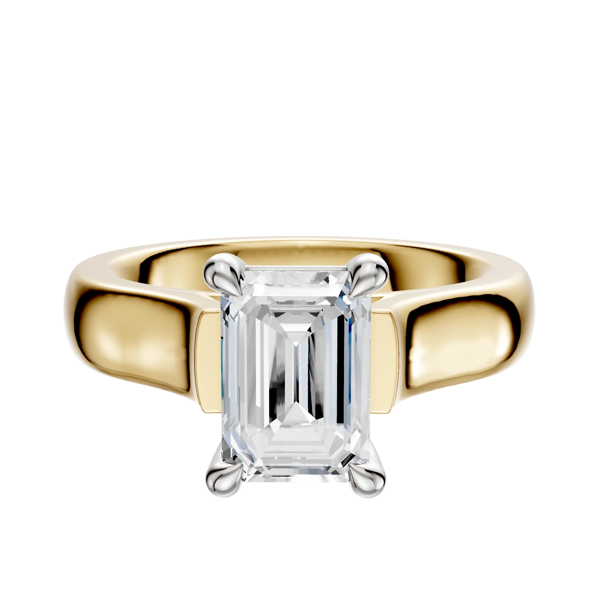 18K Two Tone 4 Prong Basket Cathedral Dome 4.0mm Engagement Ring
