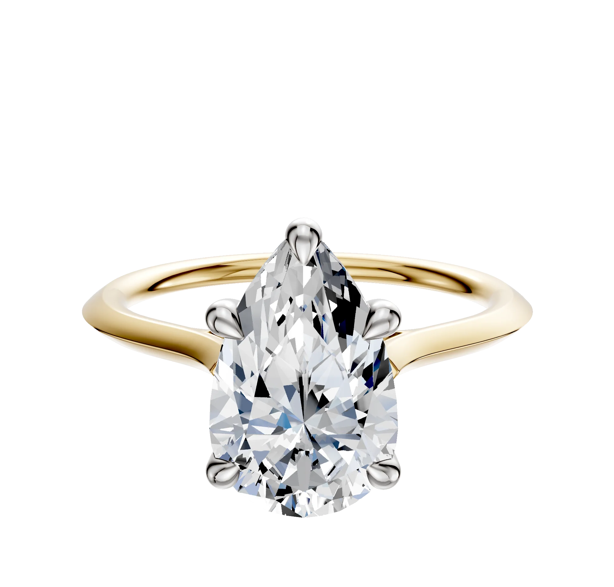 18K Two Tone 4 Prong Basket Cathedral Knife Edge 1.5mm Engagement Ring