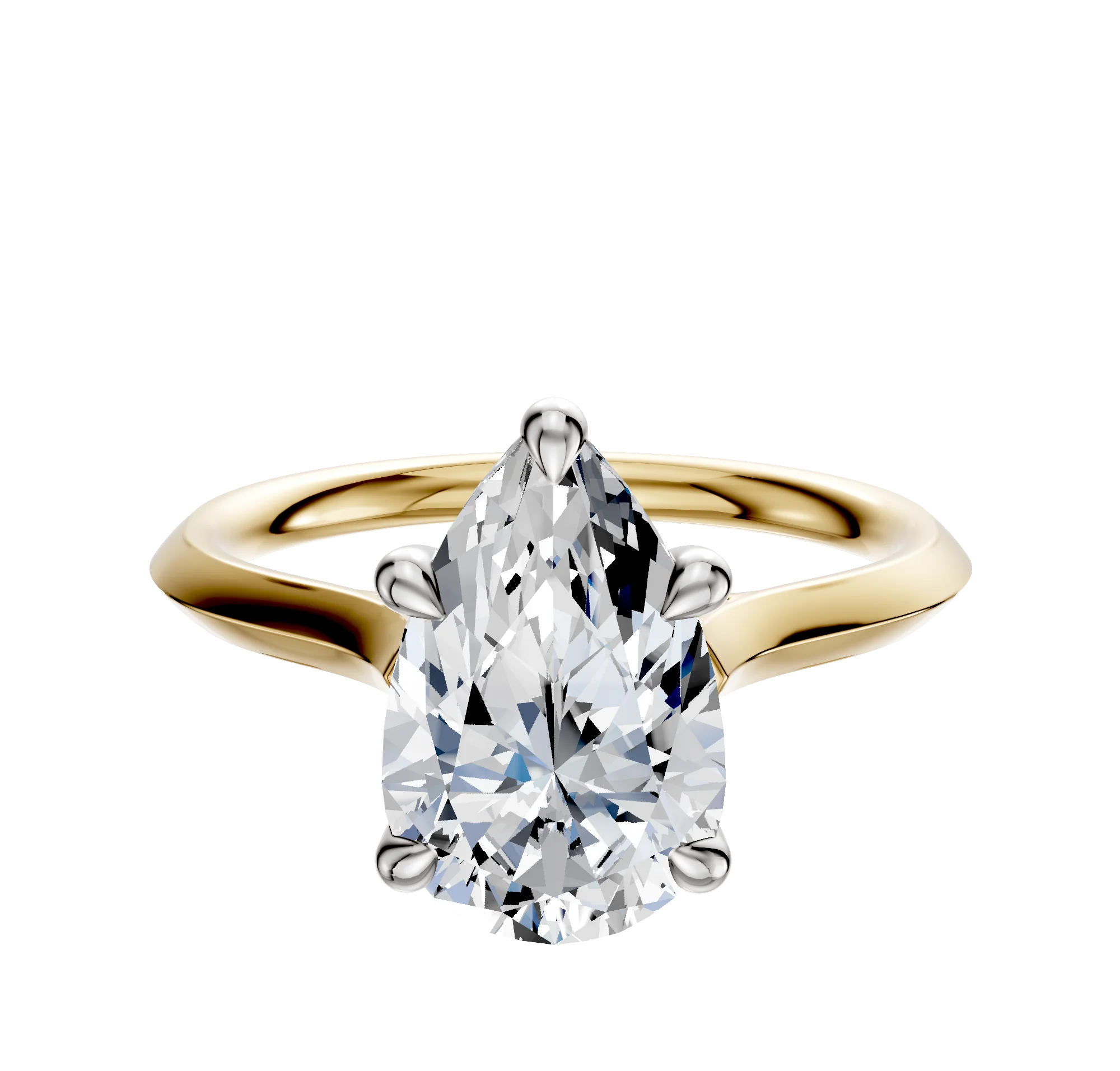 18K Two Tone 4 Prong Basket Cathedral Knife Edge 2.0mm Engagement Ring