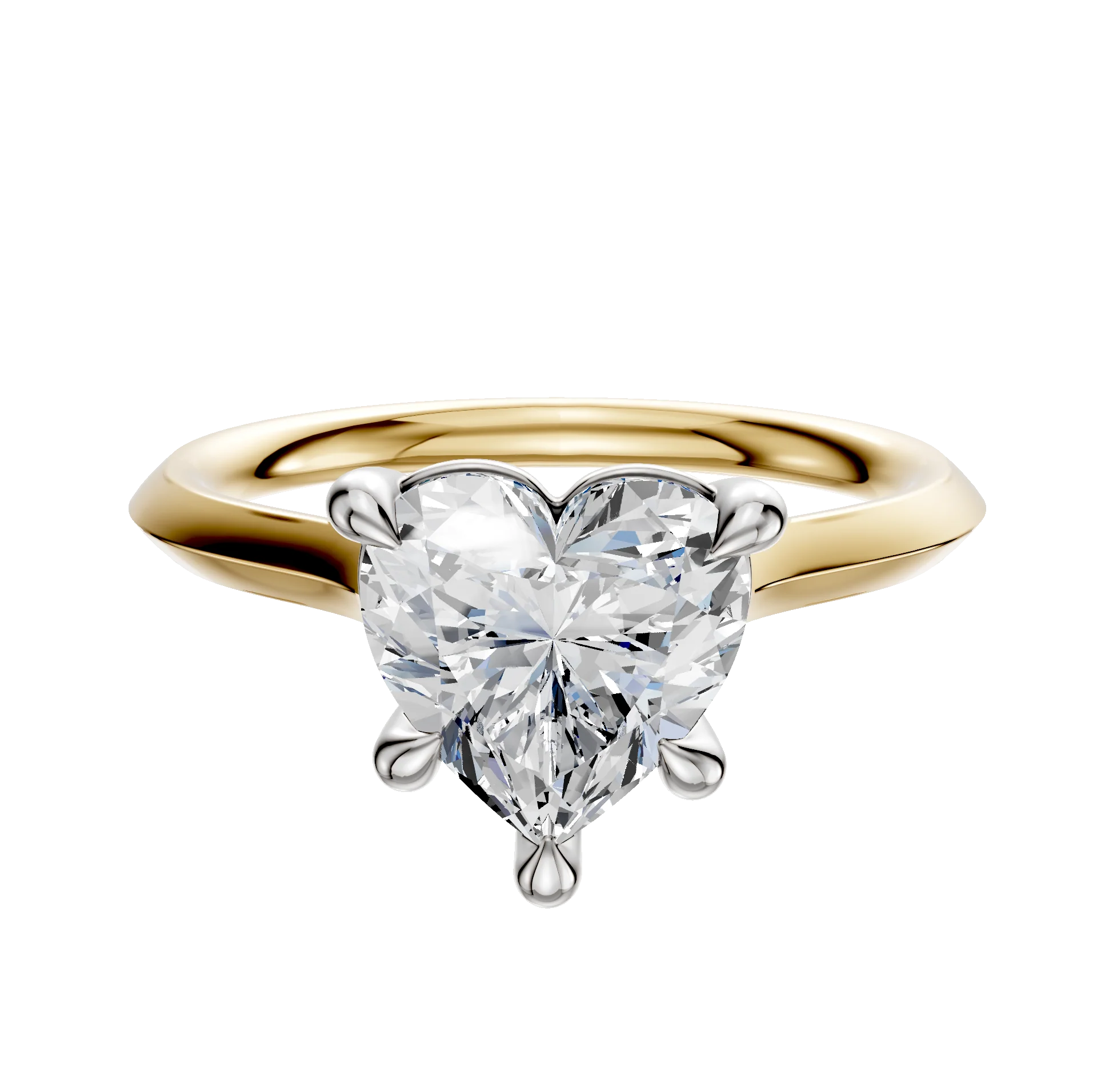 18K Two Tone 4 Prong Basket Cathedral Knife Edge 2.0mm Engagement Ring